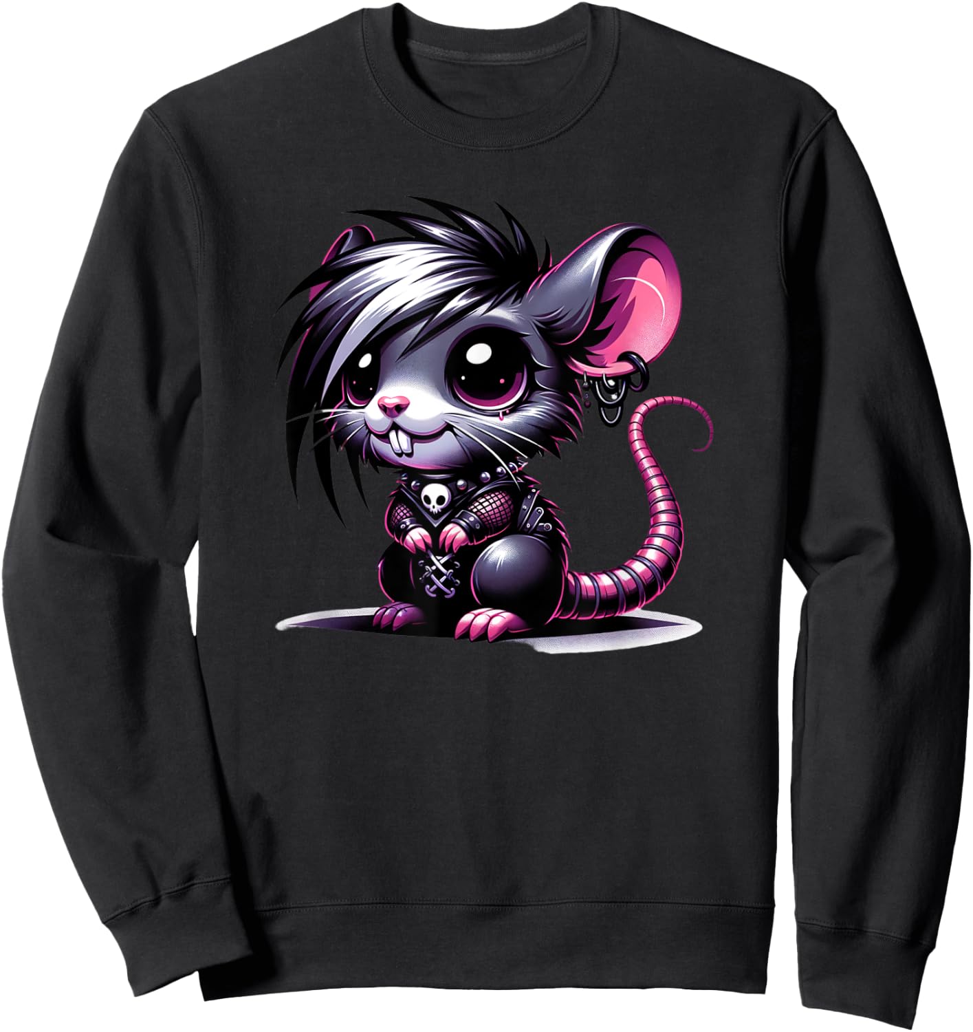 Anime Goth Rat Magic Witch Kitten Sweatshirt - Sweatshirt | Black
