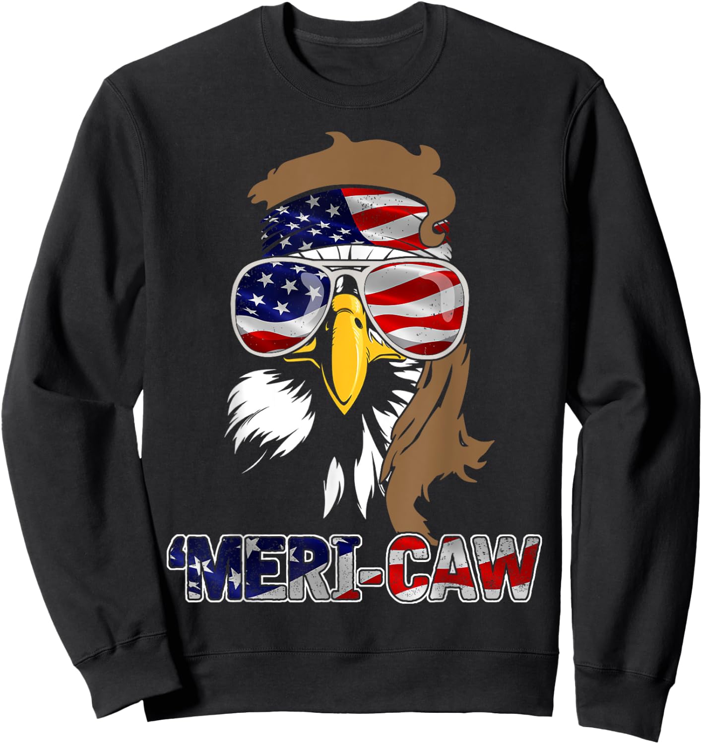 mb35 Mullet Eagle 'Meri-Caw 4th Of July Independence Day Kids Men Sweatshirt - Sweatshirt | Black
