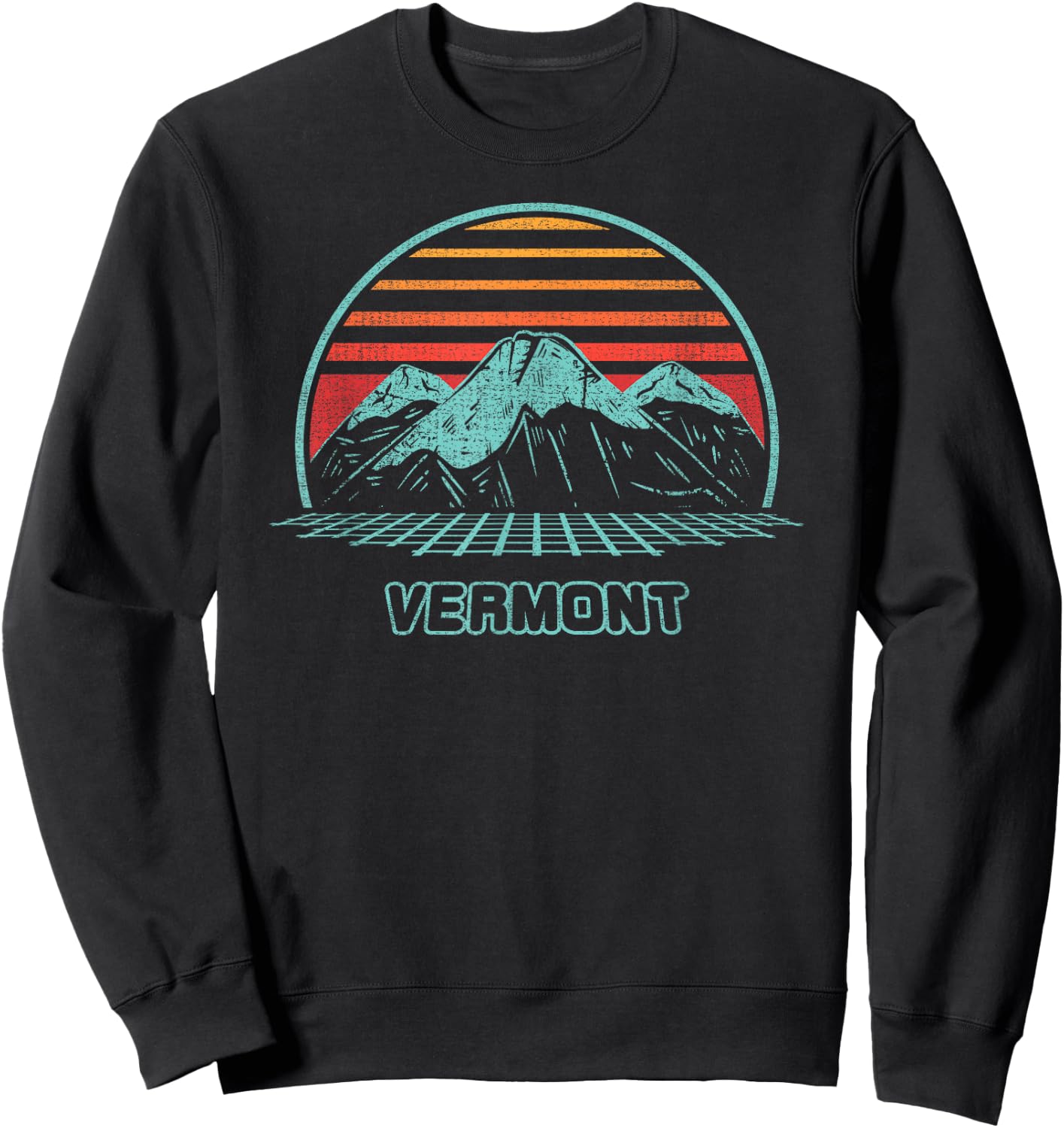 Vermont Retro Mountain Hiking 80s Style Sweatshirt - Sweatshirt | Black