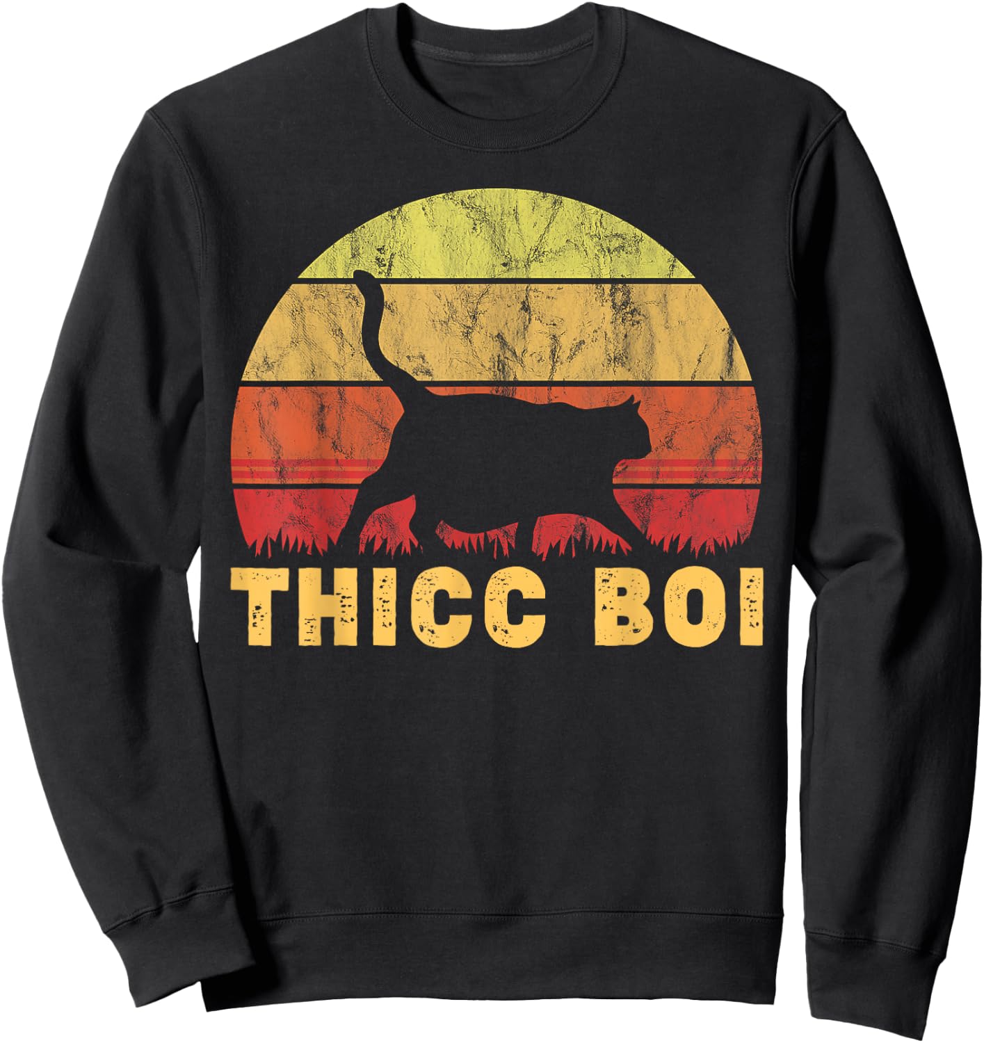 Thicc Boi Chonk Meme Fat Boy Cat Owner Sweatshirt - Sweatshirt | Black