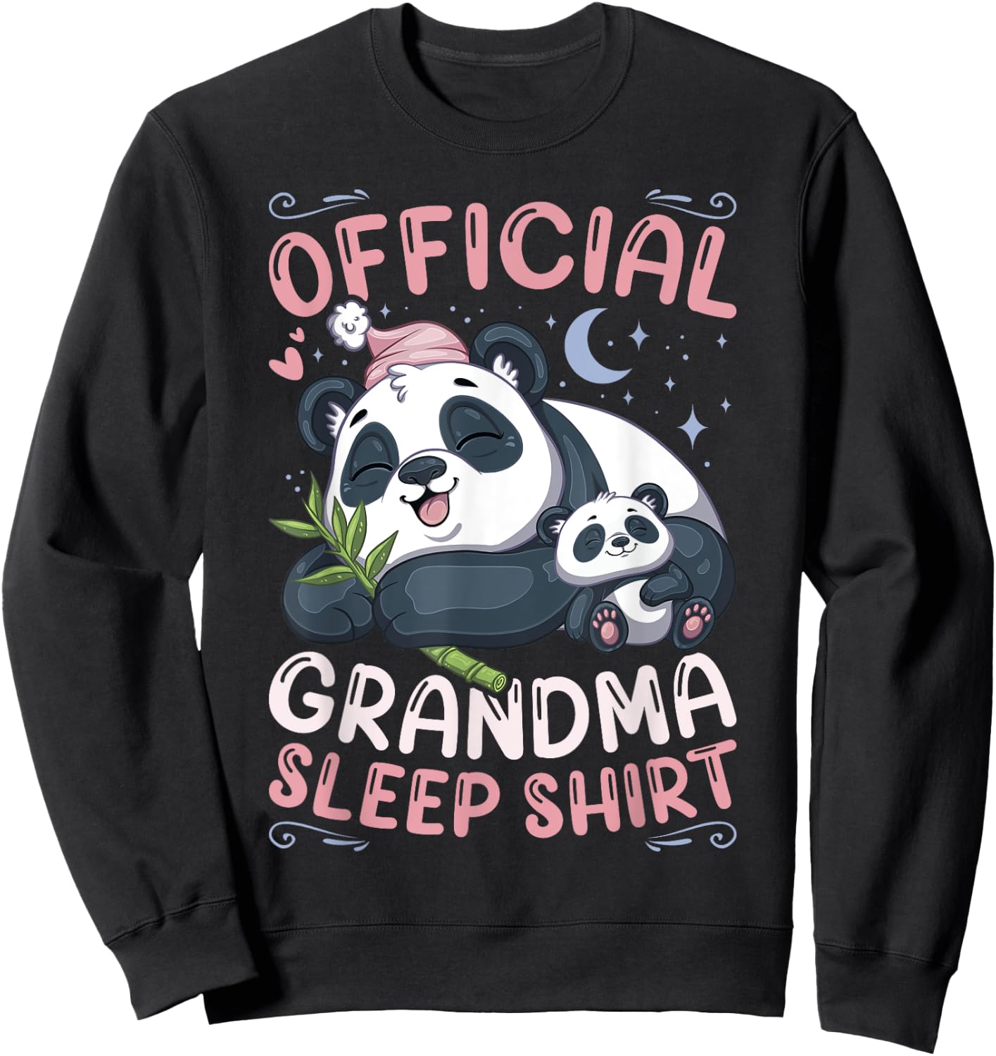 Grandmother Panda & Cub Official Grandma Sleep Shirt Sweatshirt - Sweatshirt | Black