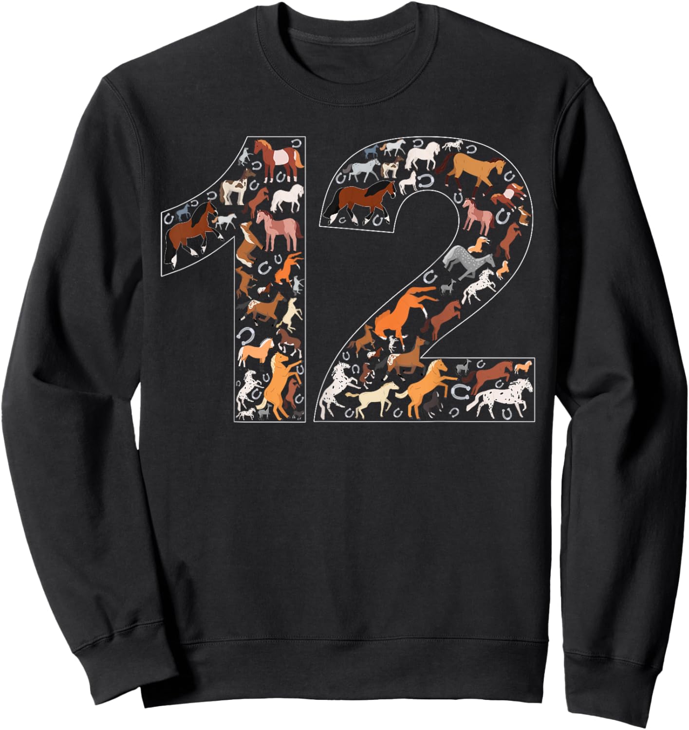 12th Birthday Horse Lover Theme 12 Year Old Party Sweatshirt - Sweatshirt | Black
