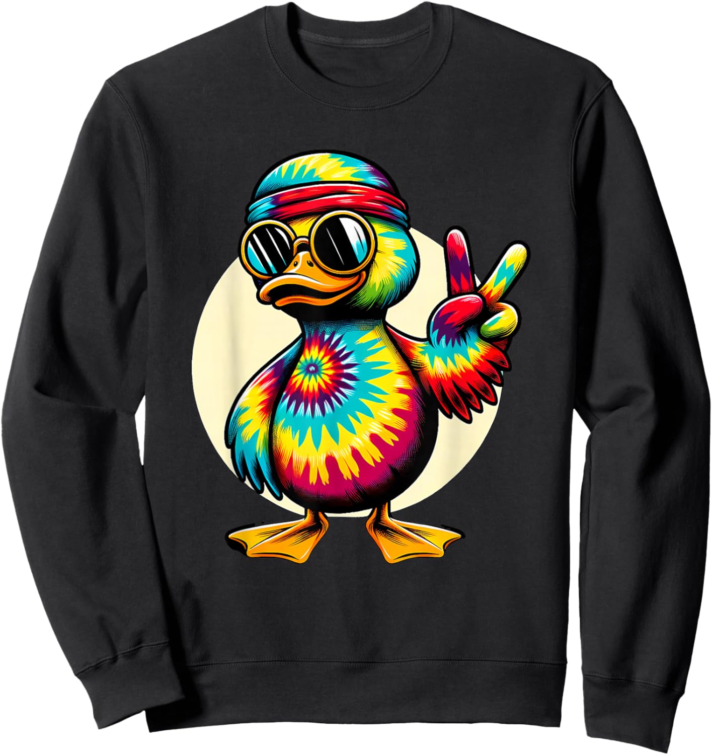 Peace Sign Tie Dye Duck Sweatshirt - Sweatshirt | Black