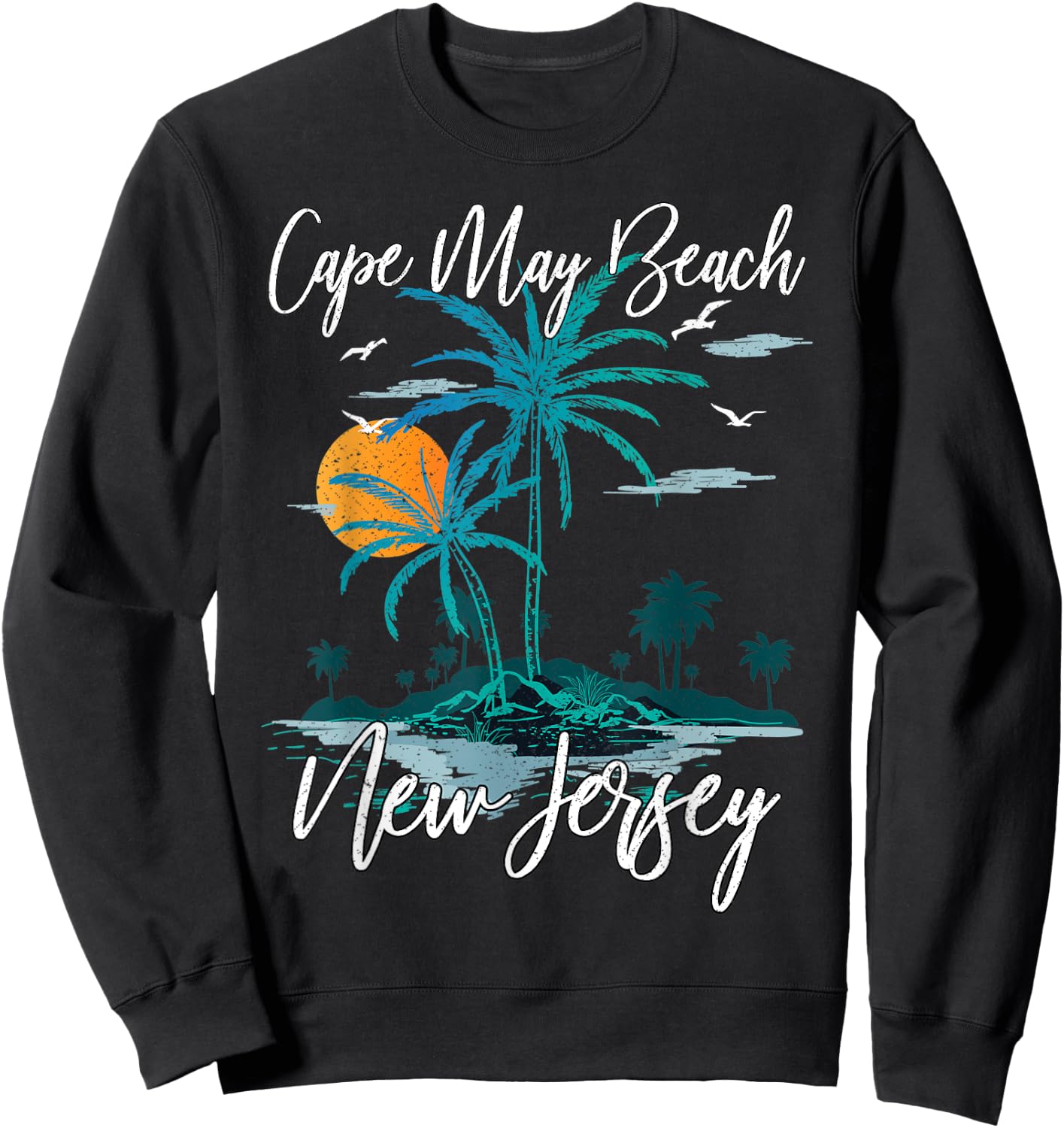 Family Vacation Retro Sunset New Jersey Cape May Beach Women Kids Sweatshirt - Sweatshirt | Black