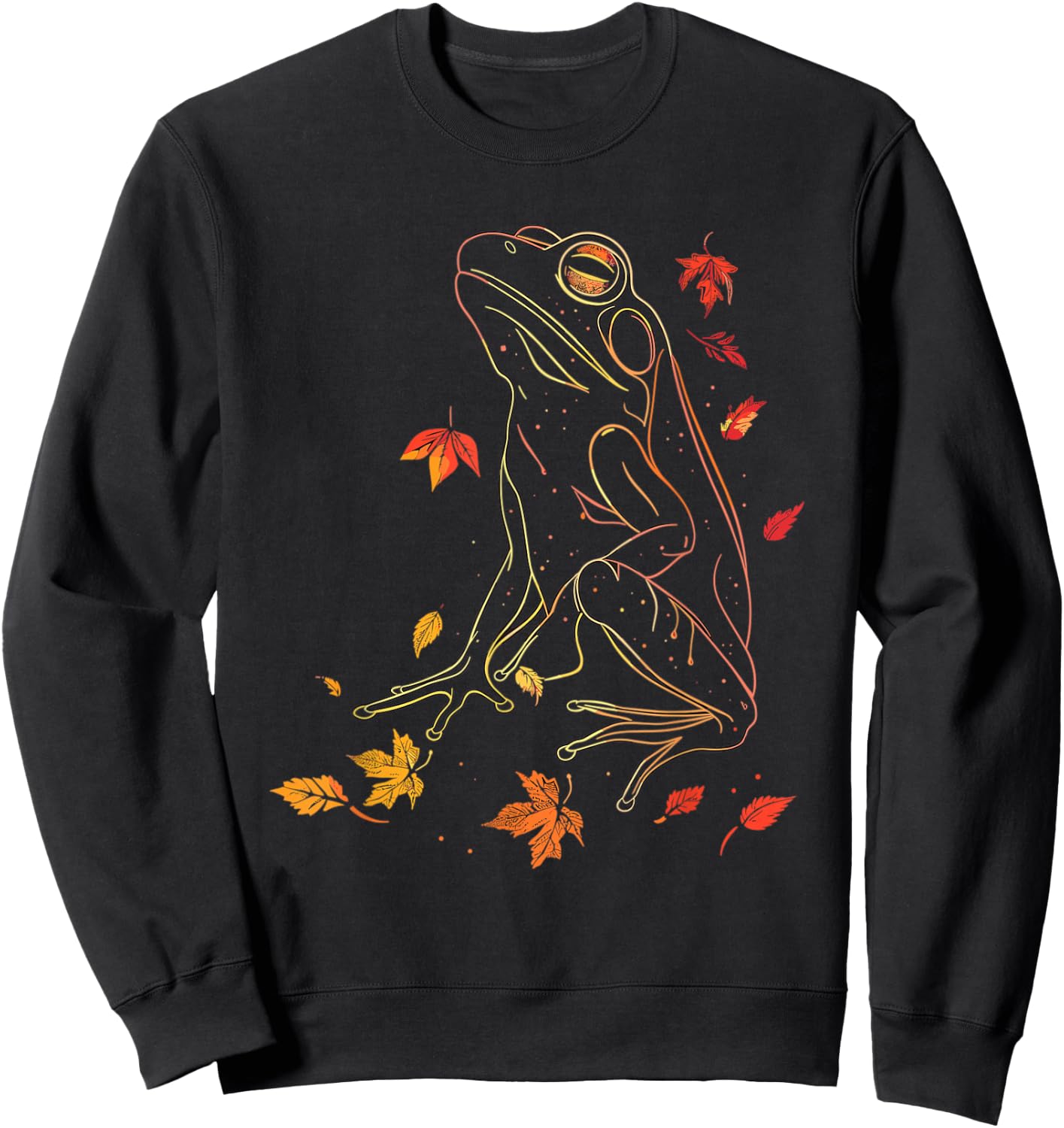 Frog Wildlife Nature Autumn Leaves Fall Sweatshirt - Sweatshirt | Black
