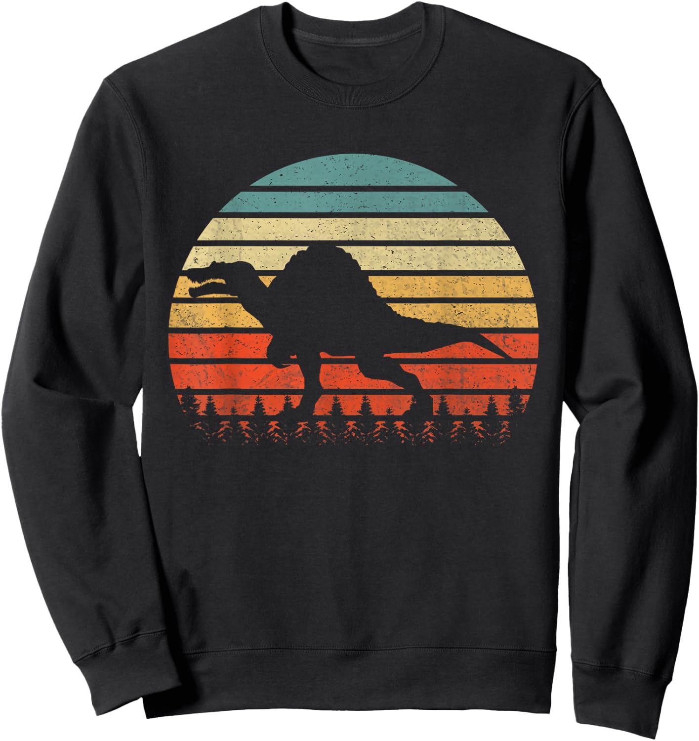 Vintage Spinosaurus Dinosaurus Sunset Retro Sweatshirt - Sweatshirt | Black