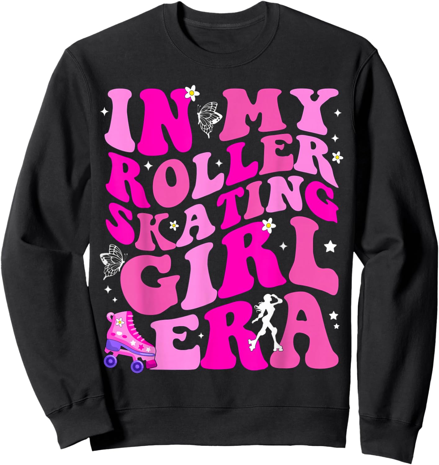 in My Roller Skating Girl Era Figure Hockey Girls Boys Coach Sweatshirt - Sweatshirt | Black