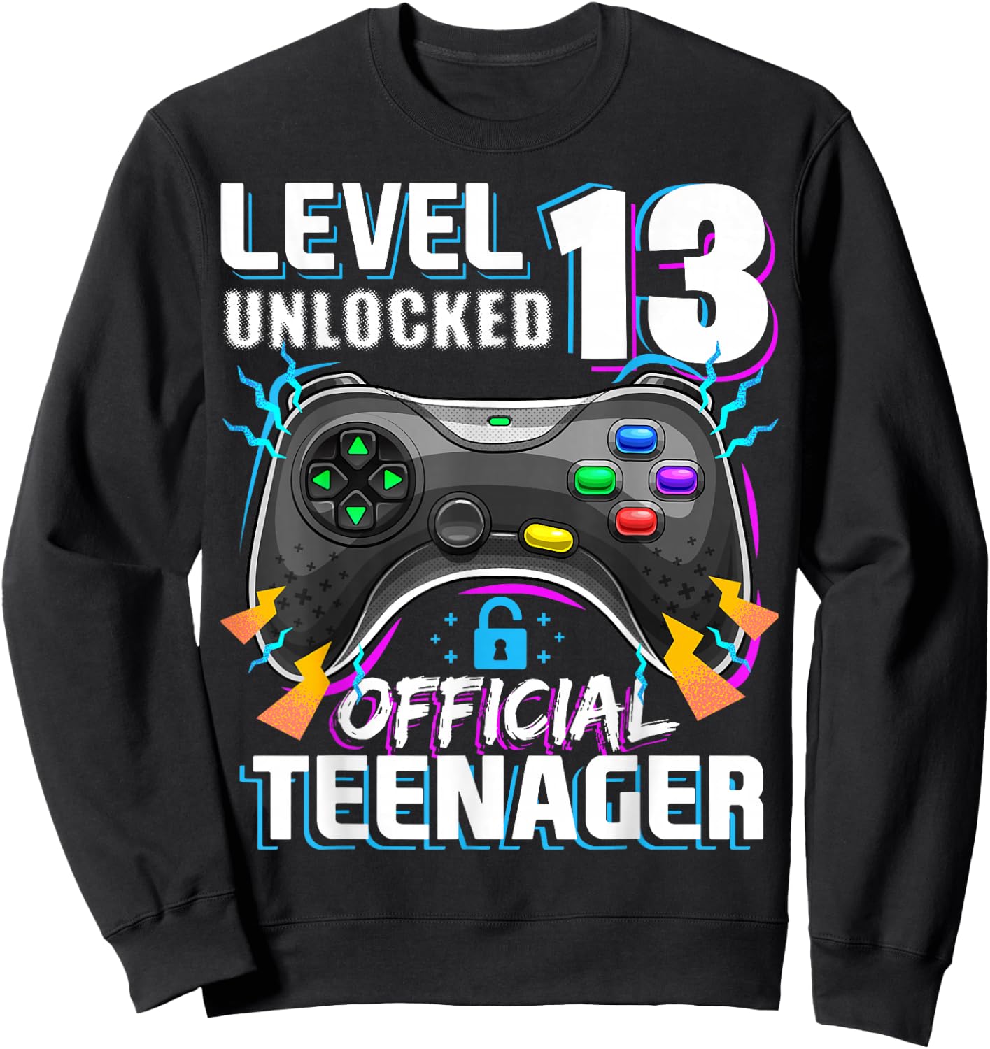 Level 13 Unlocked Official Teenager Video Game 13th Birthday Sweatshirt - Sweatshirt | Black