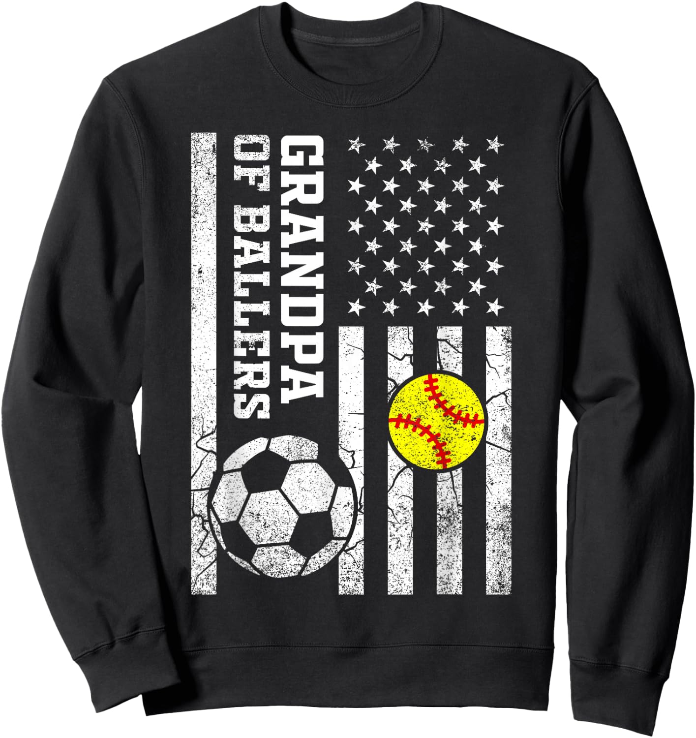 Grandpa of Ballers Baseball Soccer Softball Player Sports Sweatshirt - Sweatshirt | Black