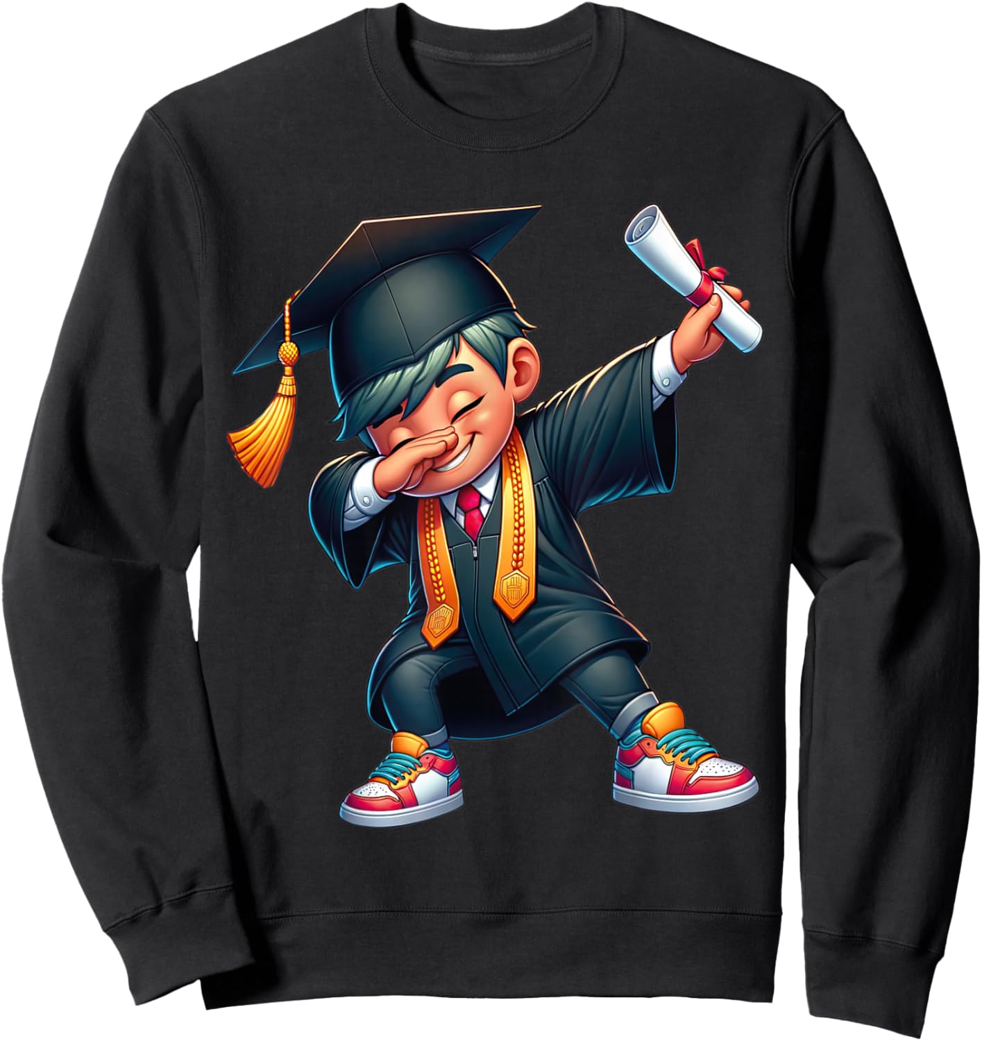 Kids Funny Boys Grad Gifts Dabbing Graduation Class Of 2025 Sweatshirt - Sweatshirt | Black