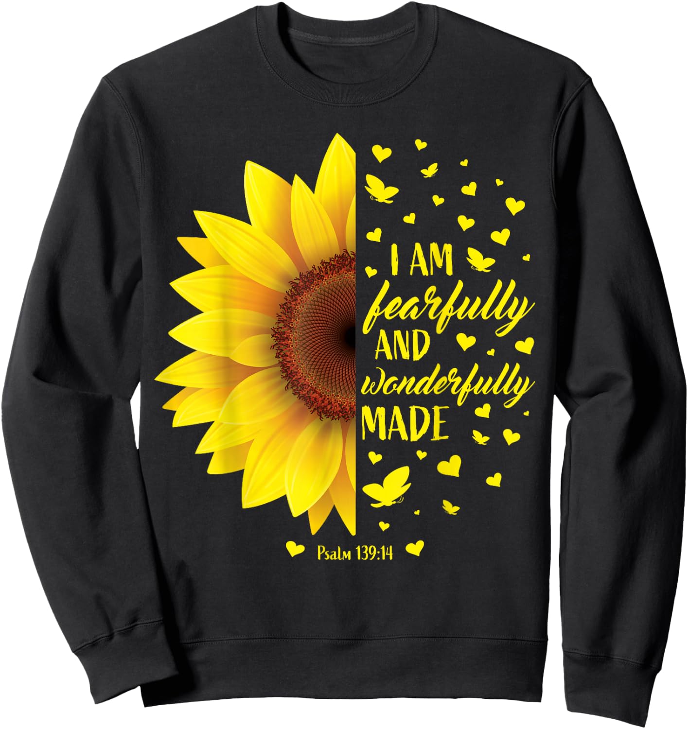 Christian Bible Verse Gifts Women Teen Girls Cute Sunflower Sweatshirt - Sweatshirt | Black