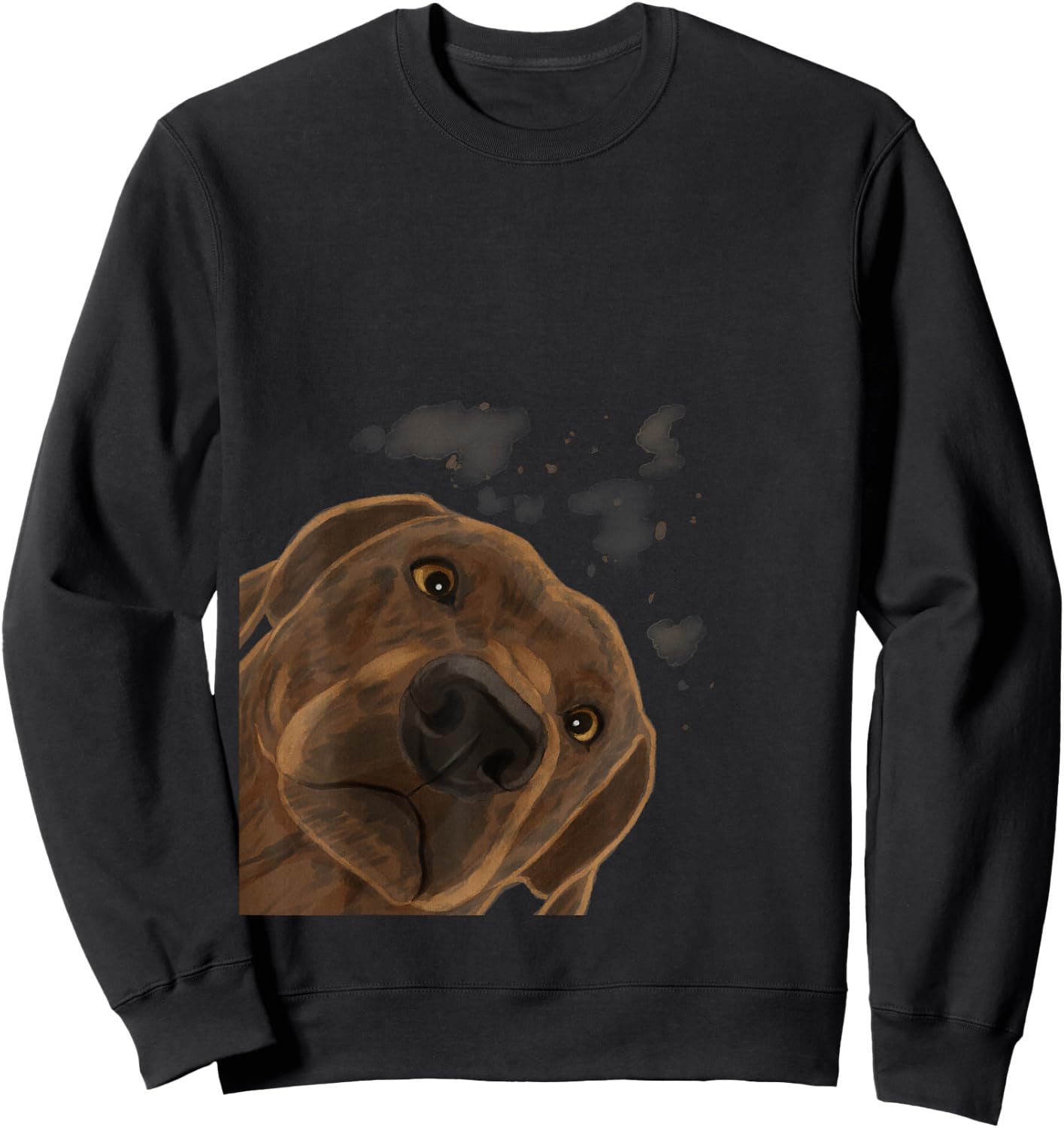 Plott Hound Geschenke Funny Curious Dog - Women's Black Cartoon Dog Pattern Casual Humorous Modern - Small Sweatshirt - Sweatshirt | Black