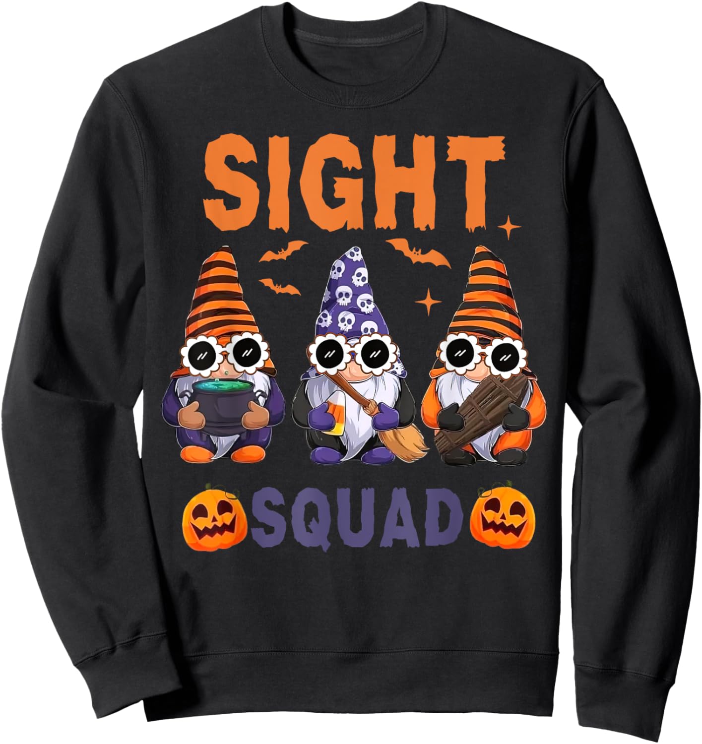 Sight Squad Gnomes Halloween Optometry Technician Eye Doctor Sweatshirt - Sweatshirt | Black