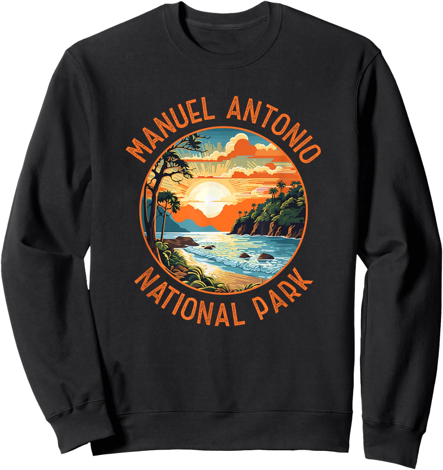 Manuel Antonio National Park Retro Distressed Circle Sweatshirt - Sweatshirt | Black