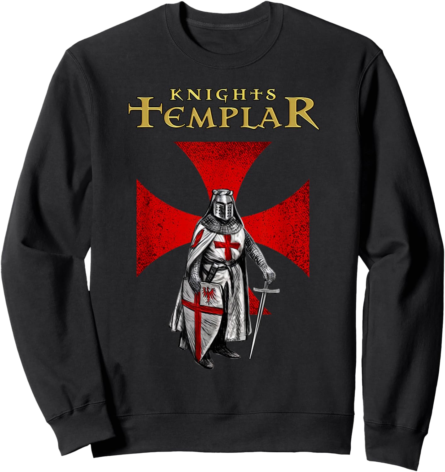 A Warrior of Christ Knights Templar Distressed Cross Sweatshirt - Sweatshirt | Black