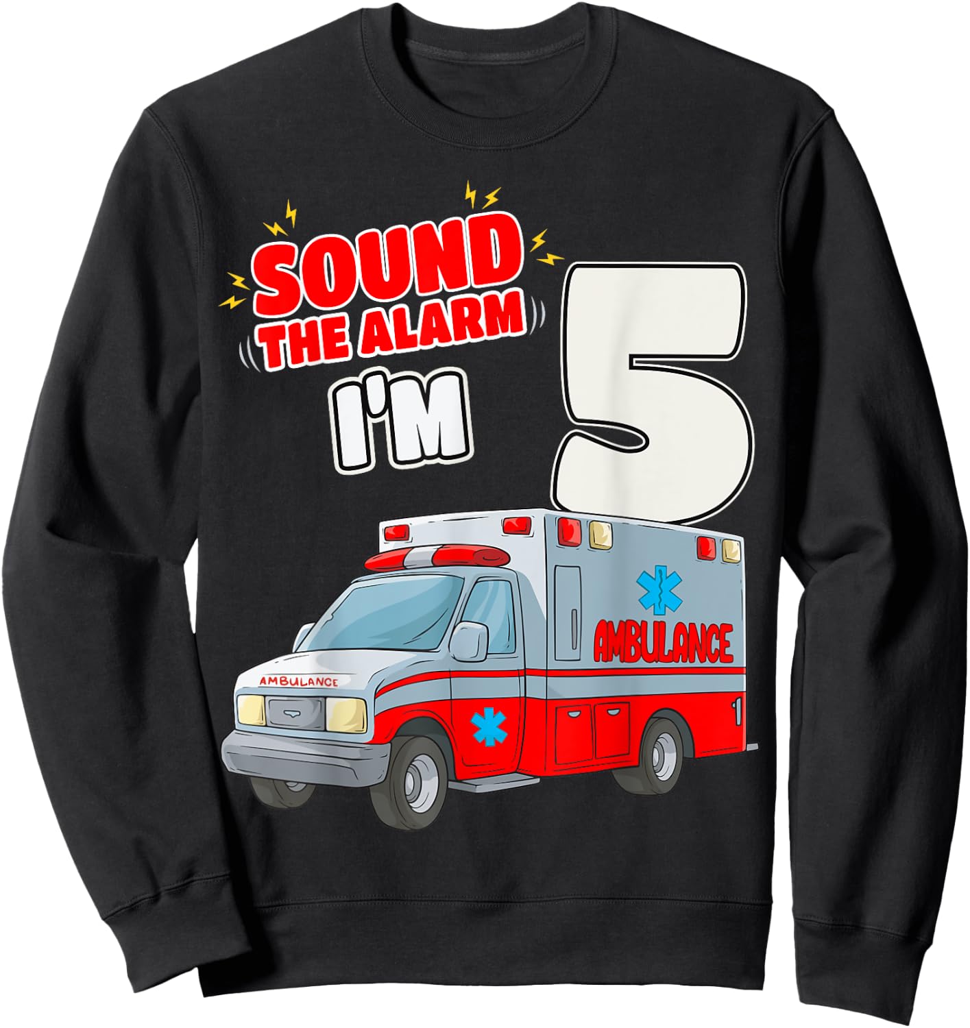 5th Birthday Medical Ambulance EMT 5 Years Old EMS Paramedic Sweatshirt - Sweatshirt | Black