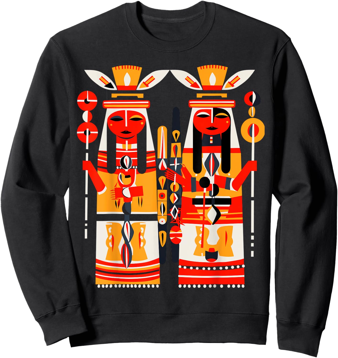 Native American Art Style Hopi Katsina Dolls Sweatshirt - Sweatshirt | Black