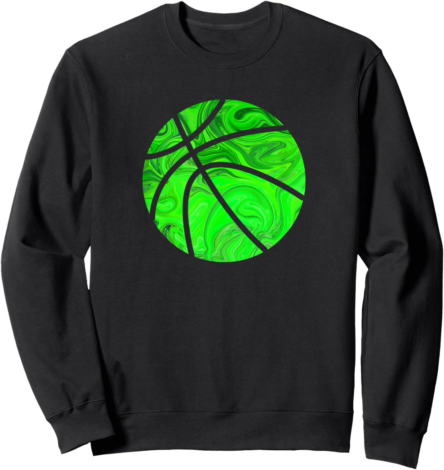 Basketball Ball Green Watercolor Gift Men Women Kids Sweatshirt - Sweatshirt | Black