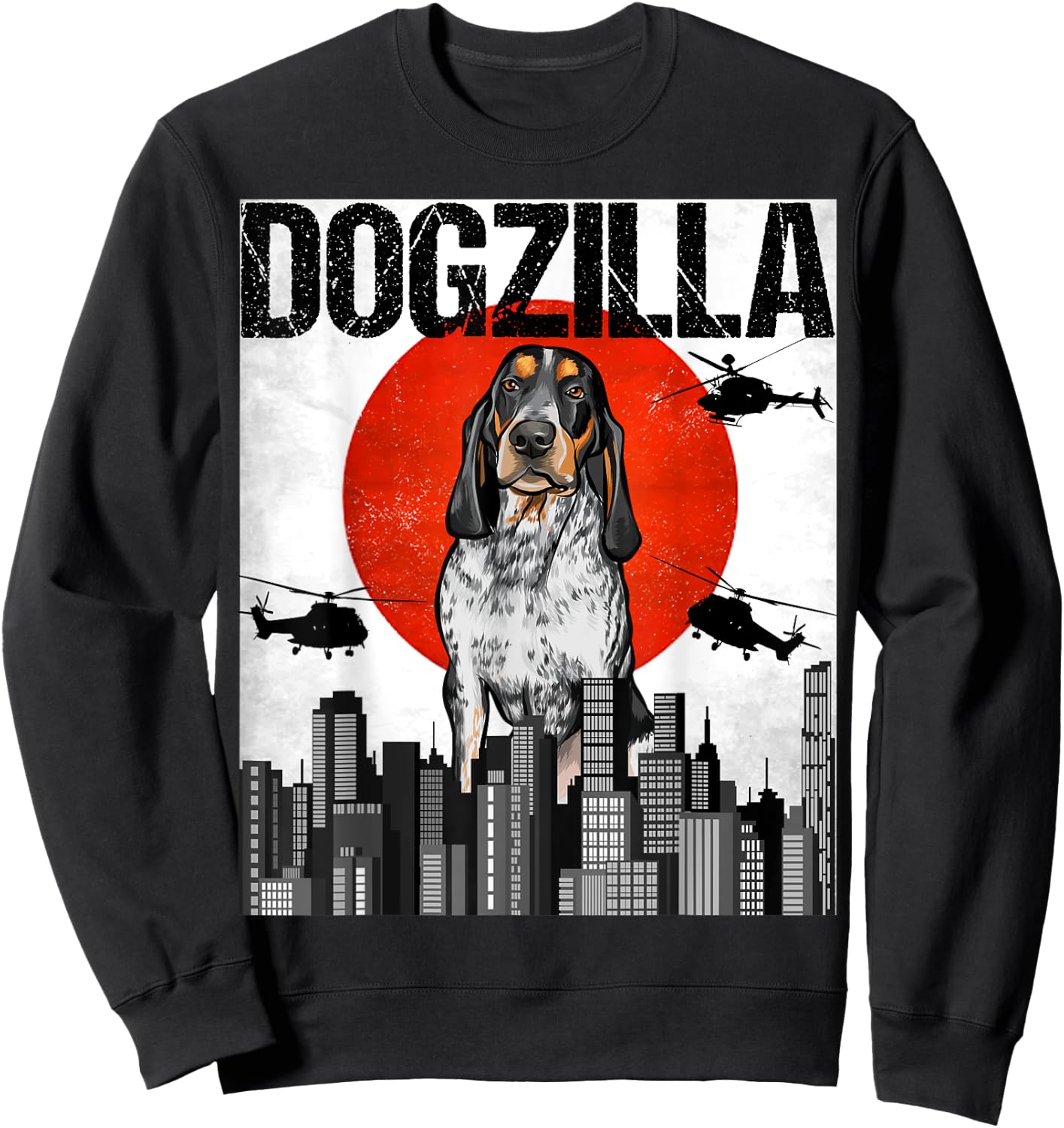 Funny Vintage Japanese Dogzilla Bluetick Coonhound Sweatshirt - Sweatshirt | Black