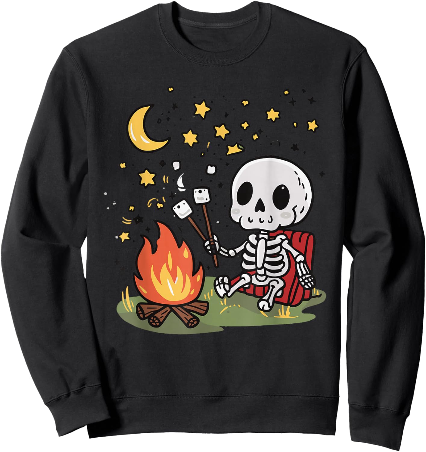 Skeleton Camping Sweatshirt - Sweatshirt | Black
