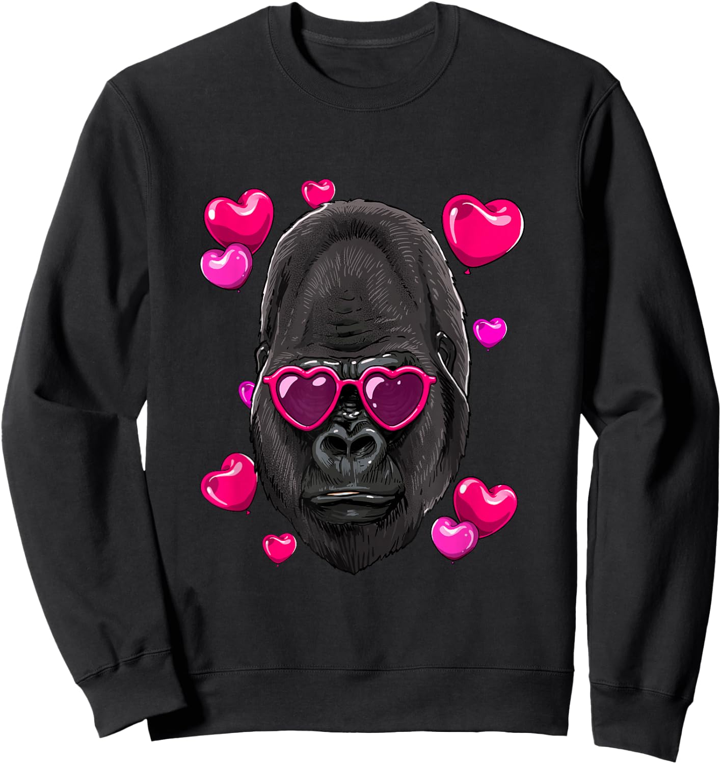 Valentines Day Gorilla Shirt Ape Primate Animal Monkey Lover Sweatshirt - Sweatshirt | Black