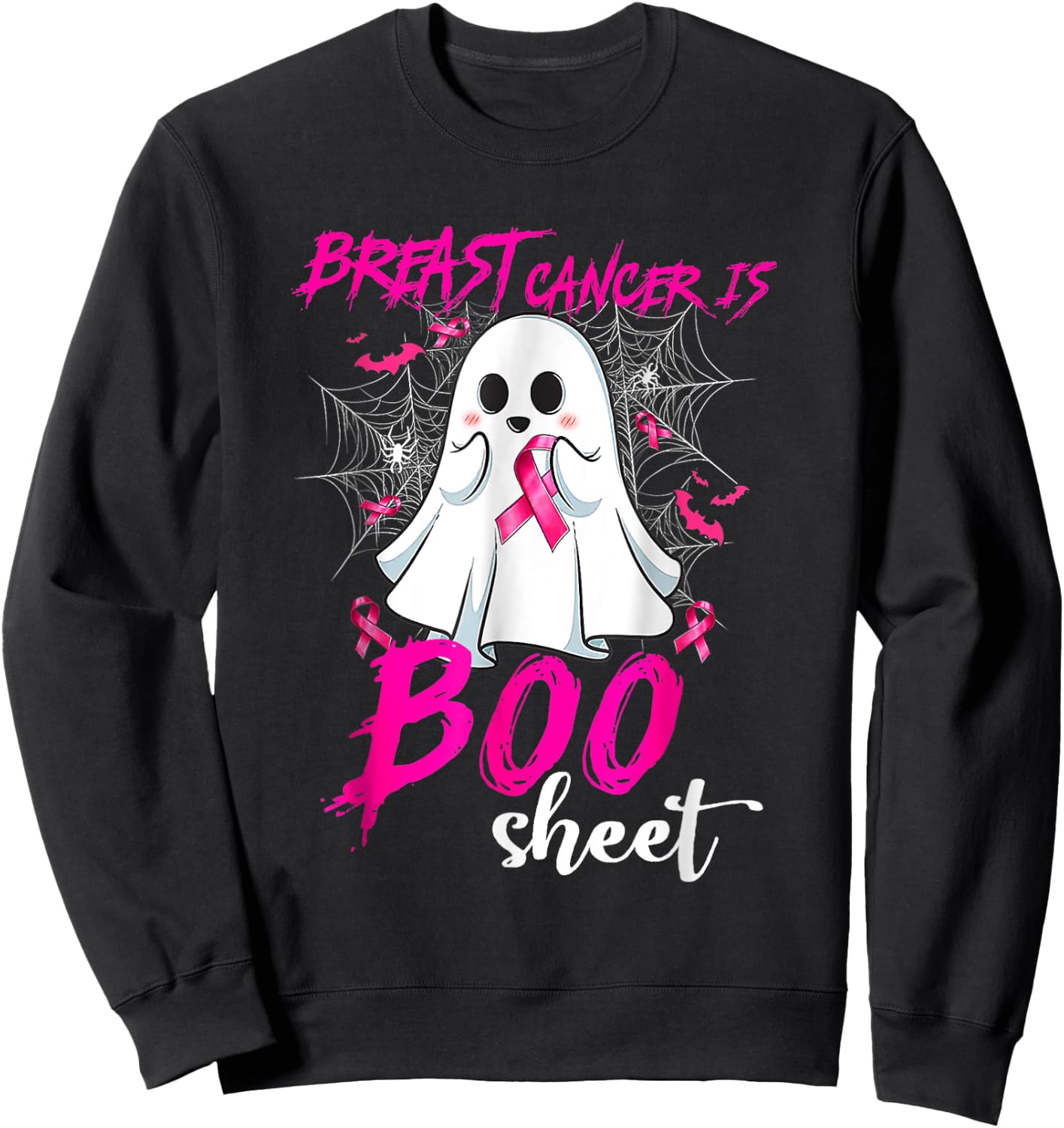 Breast Cancer Is Boo Sheet Halloween Breast Cancer awareness Sweatshirt - Sweatshirt | Black