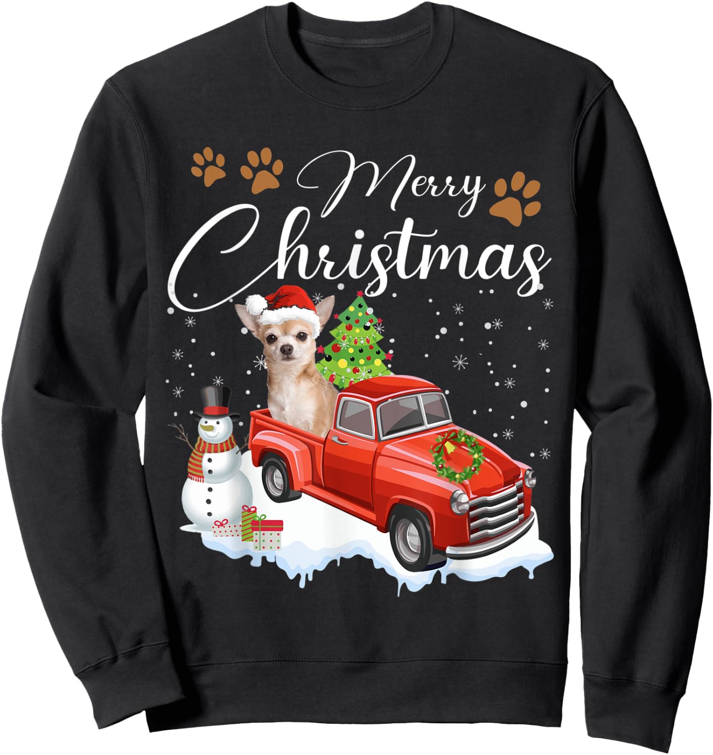 Merry Christmas Chihuahua Christmas Dog Gifts Sweatshirt - Sweatshirt | Black