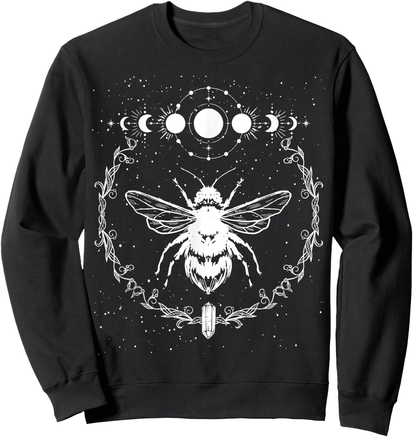 Bee Moon Phases, Crystals Gothic Punk Style Honey Original Sweatshirt - Sweatshirt | Black