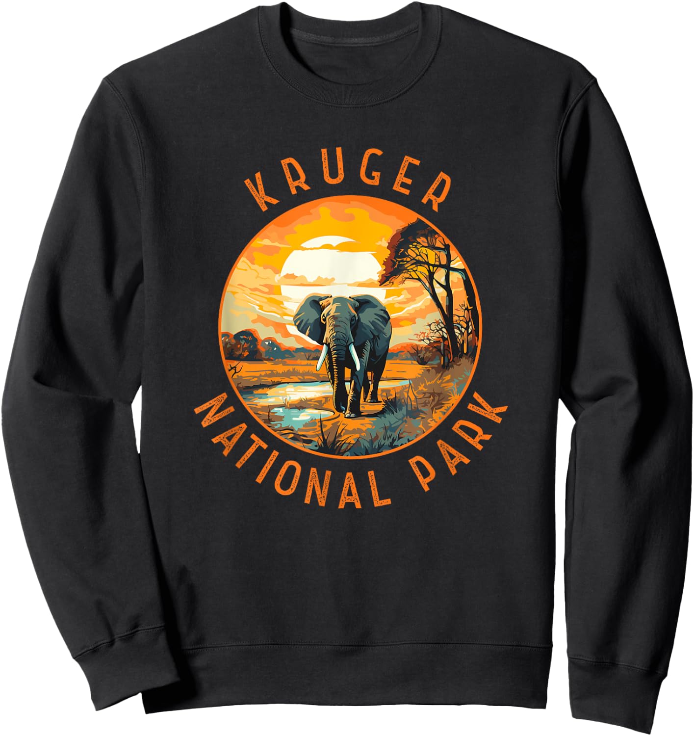 Kruger National Park South Africa Elephant Retro Distressed Sweatshirt - Sweatshirt | Black