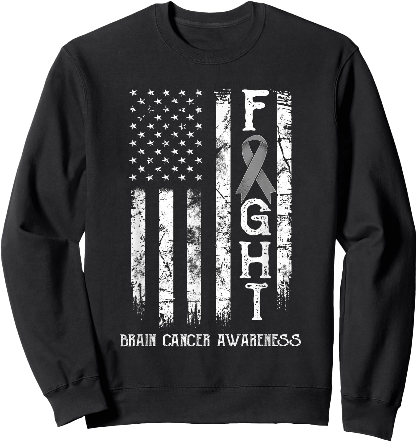 Brain Cancer Warrior US Flag Sweatshirt - Sweatshirt | Black
