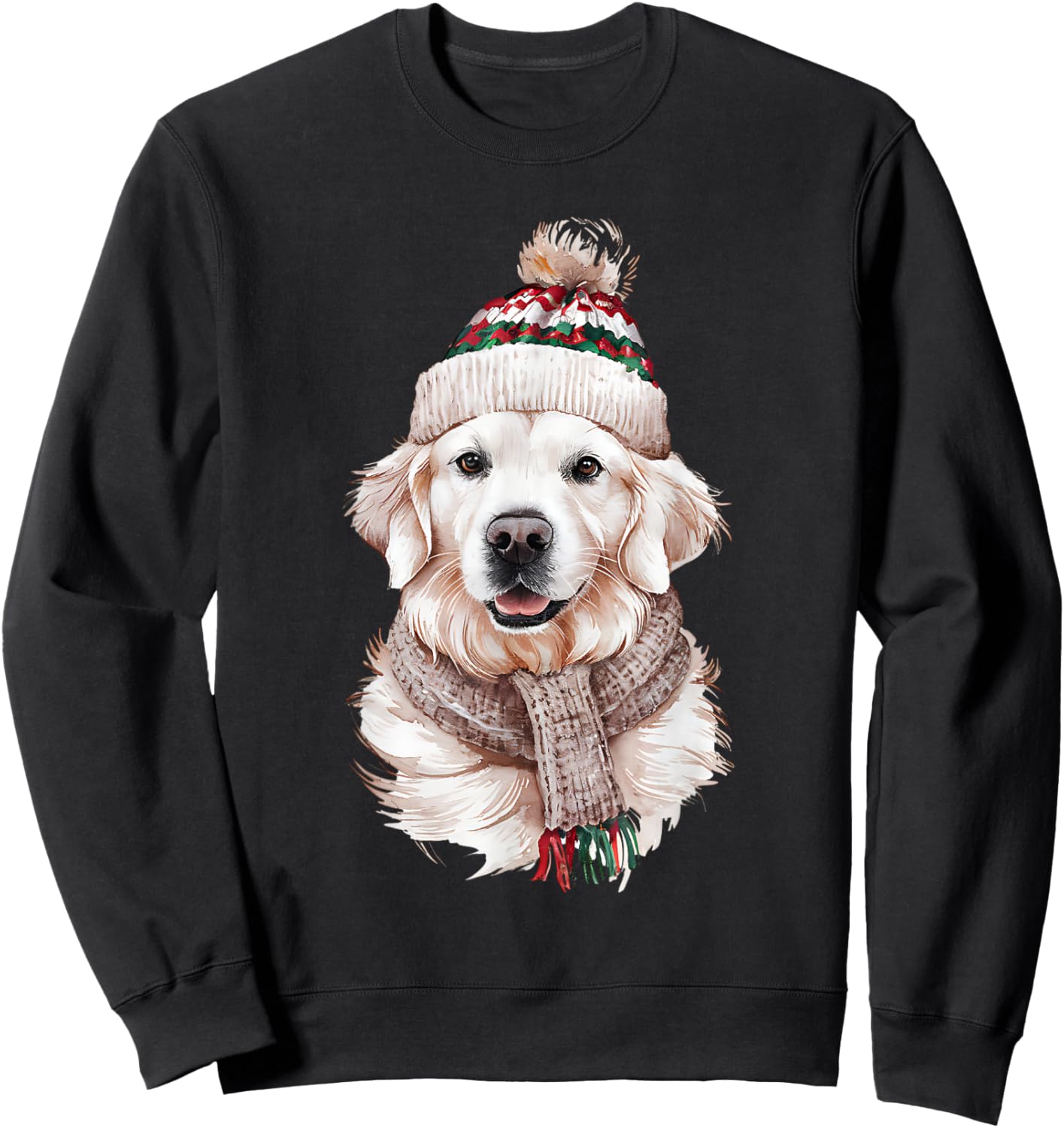 White English Cream Golden Retriever Mom Dog Puppy Christmas Men Women Kids Sweatshirt - Sweatshirt | Black