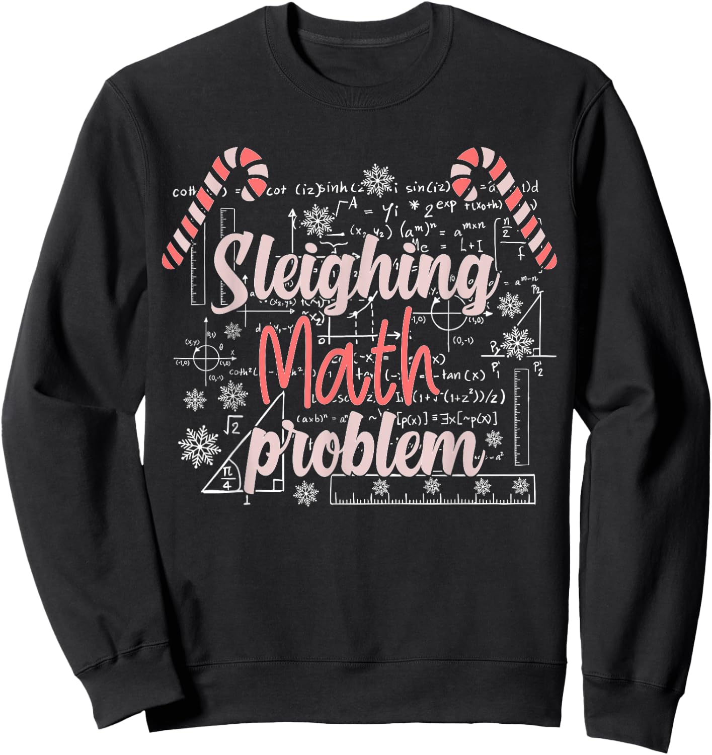 Math Teacher Sleighing Math Problem Funny Christmas Day Ugly Sweatshirt - Sweatshirt | Black