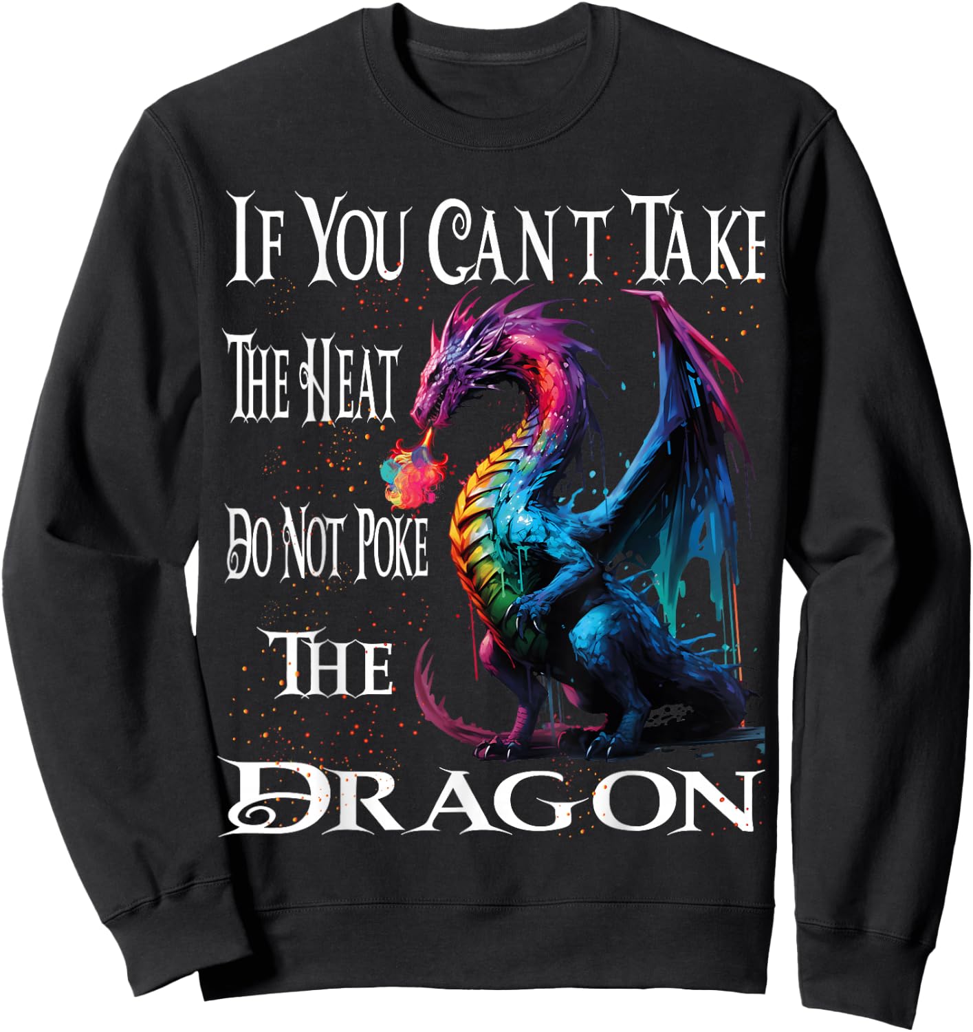 Flying Mythical Creature Cool Dragon Flame-Spewing Dragon Sweatshirt - Sweatshirt | Black