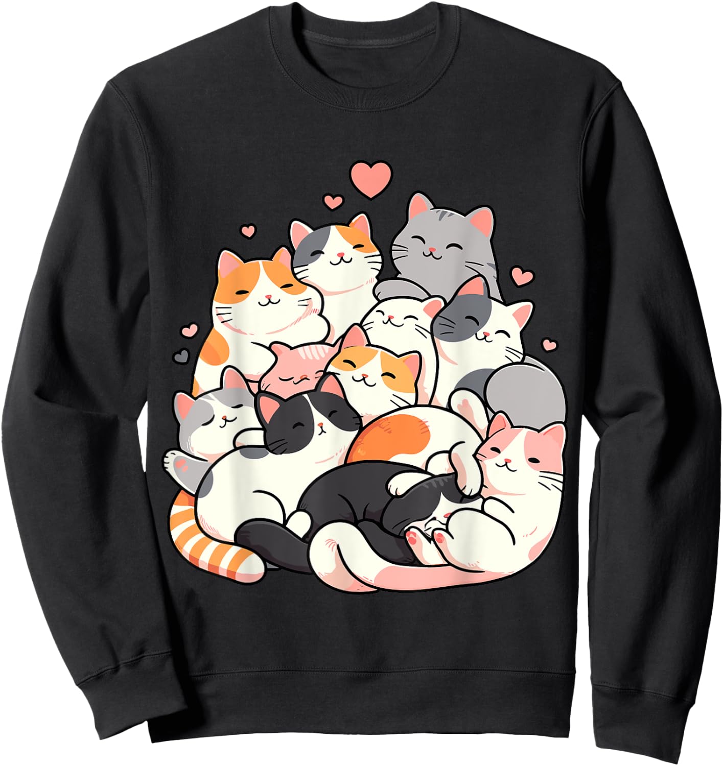Cute Cats Kitty Anime Kawaii Sweatshirt - Sweatshirt | Black