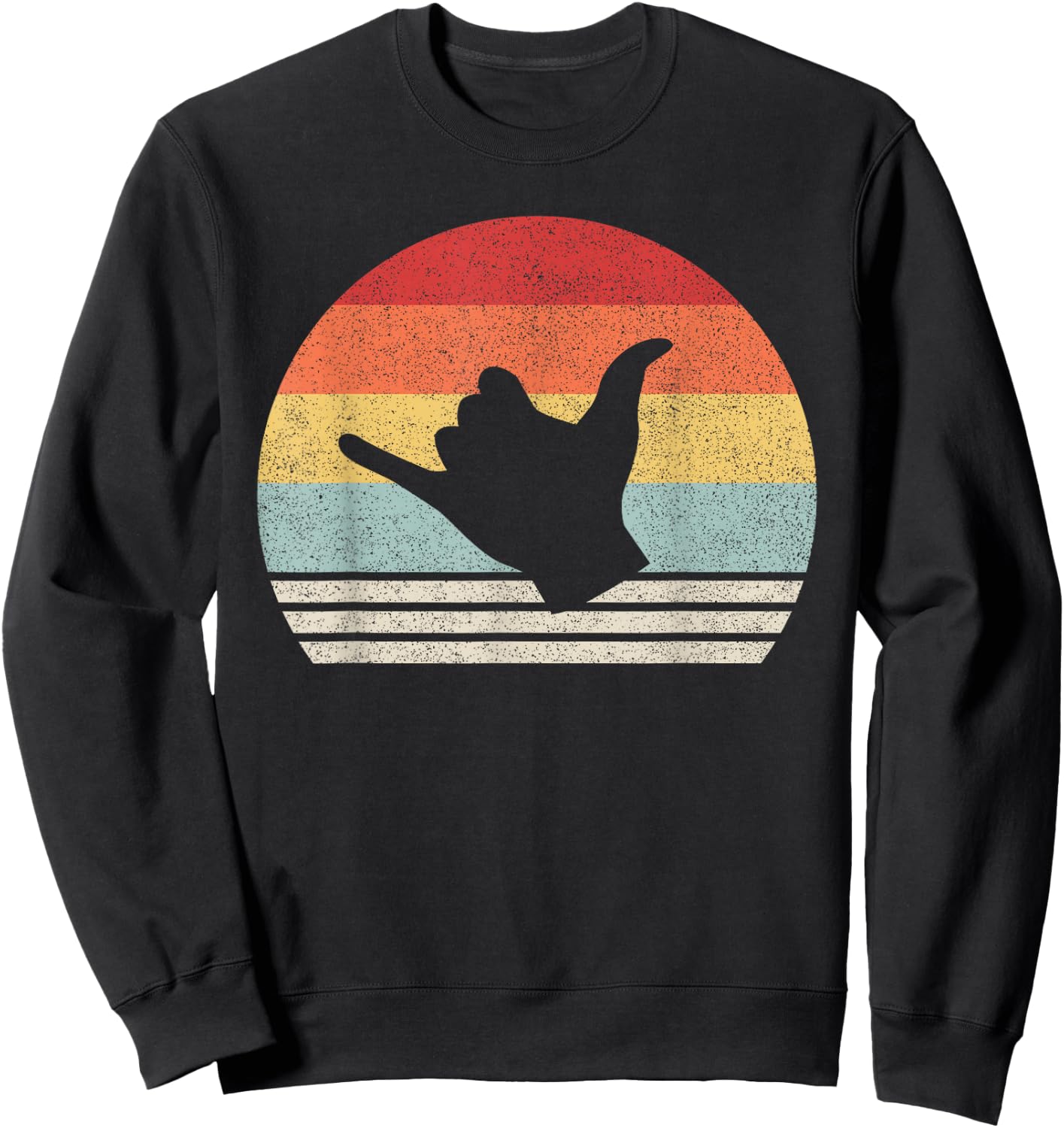Retro Shaka Sign Shirt Surf Sign Gift Vintage Surfer Surfing Sweatshirt - Sweatshirt | Black