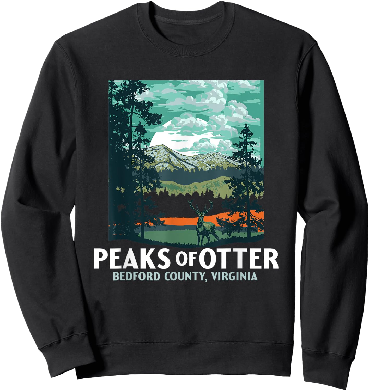 Peaks of Otter Retro Blue Ridge Parkway WPA Style Vintage Sweatshirt - Sweatshirt | Black