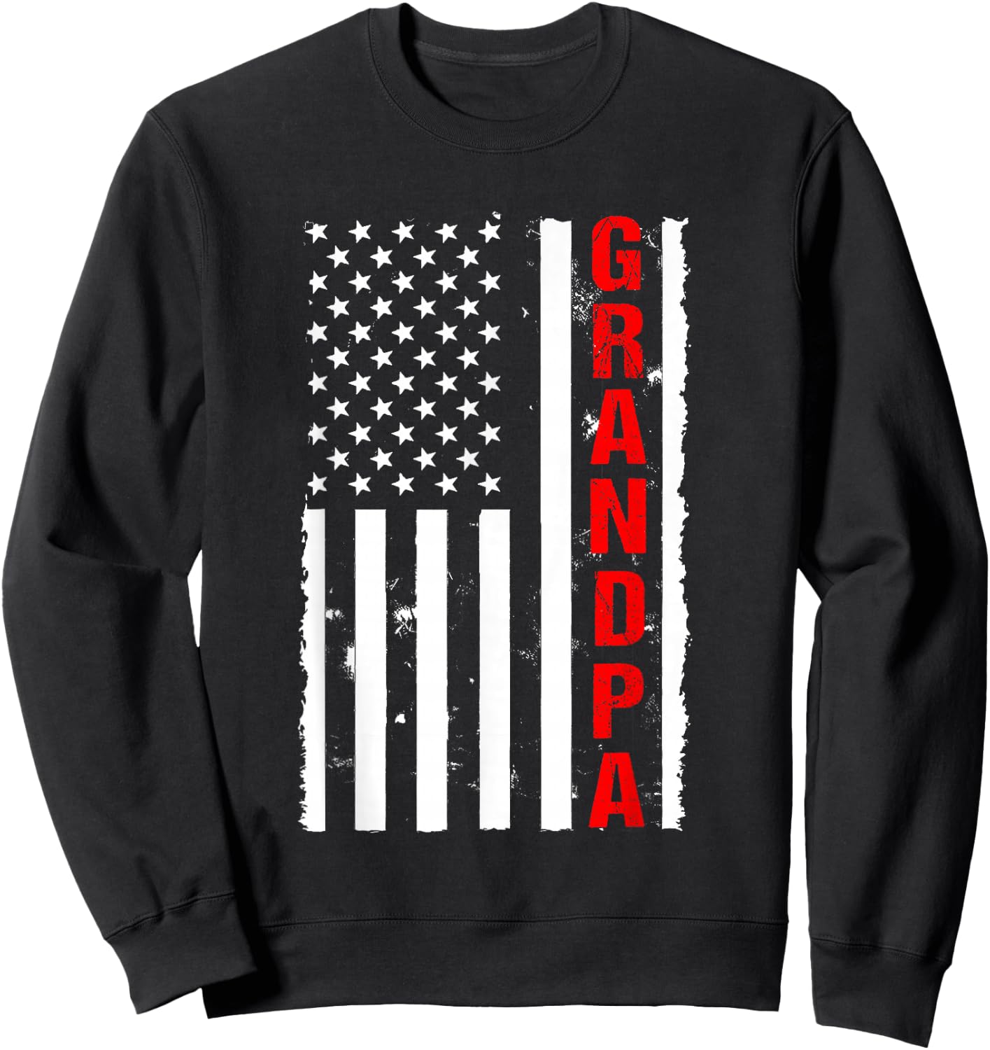 Grandpa USA Flag Firefighter Thin Red Line Fireman Gift Sweatshirt - Sweatshirt | Black