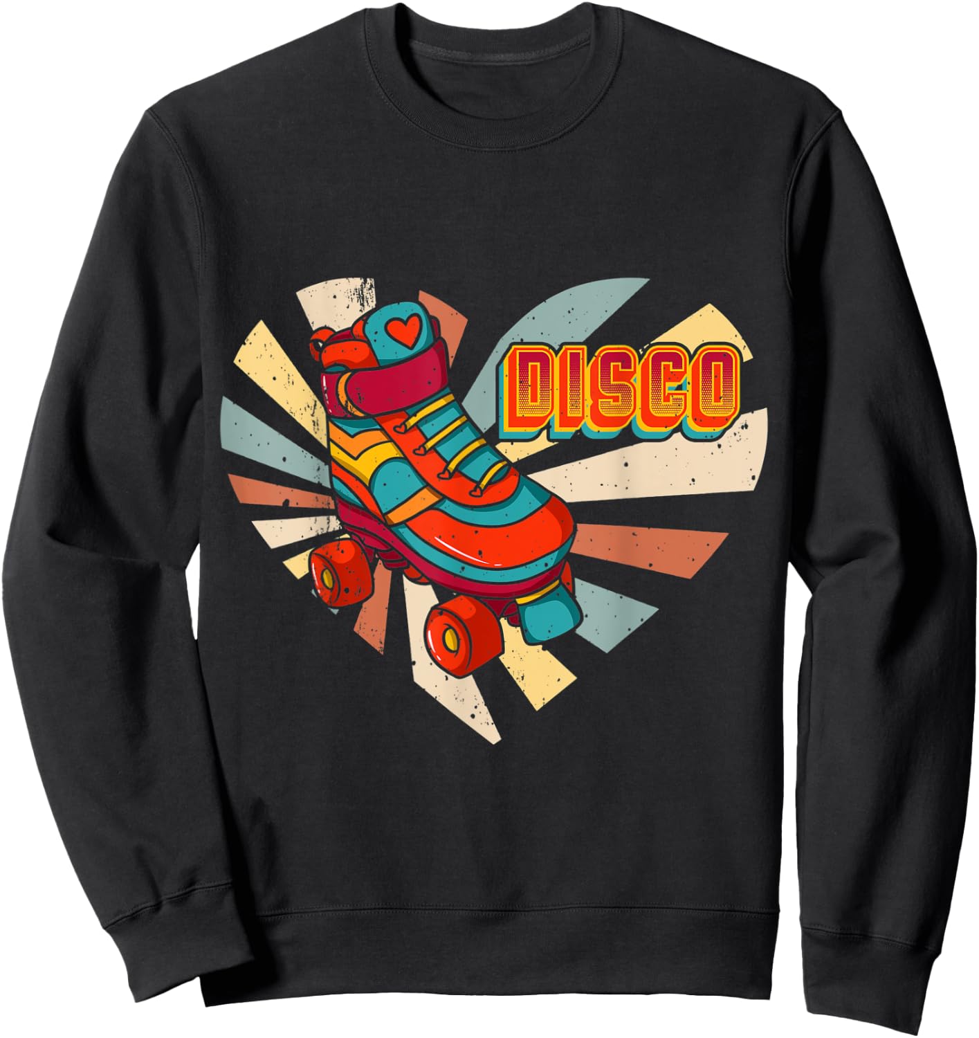 Disco Roller Love Vintage Skates Derby Skating Heart Gift Sweatshirt - Sweatshirt | Black