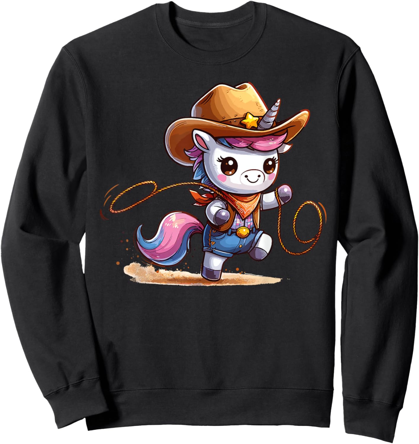 Western Rodeo Cowboy Hat Unicorn Texas Animals Sweatshirt - Sweatshirt | Black