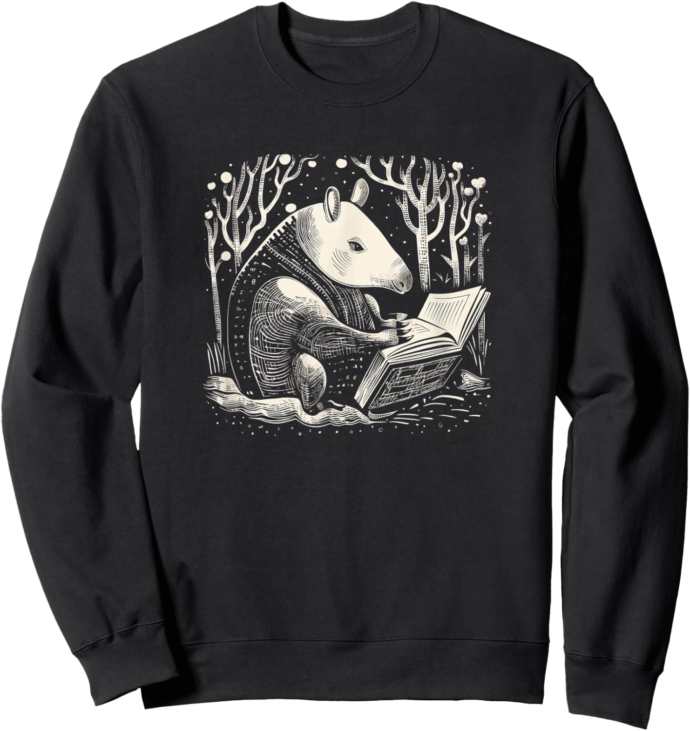 Kids Funny Retro Vintage Woodcut Art Tapir Lover Sweatshirt - Sweatshirt | Black