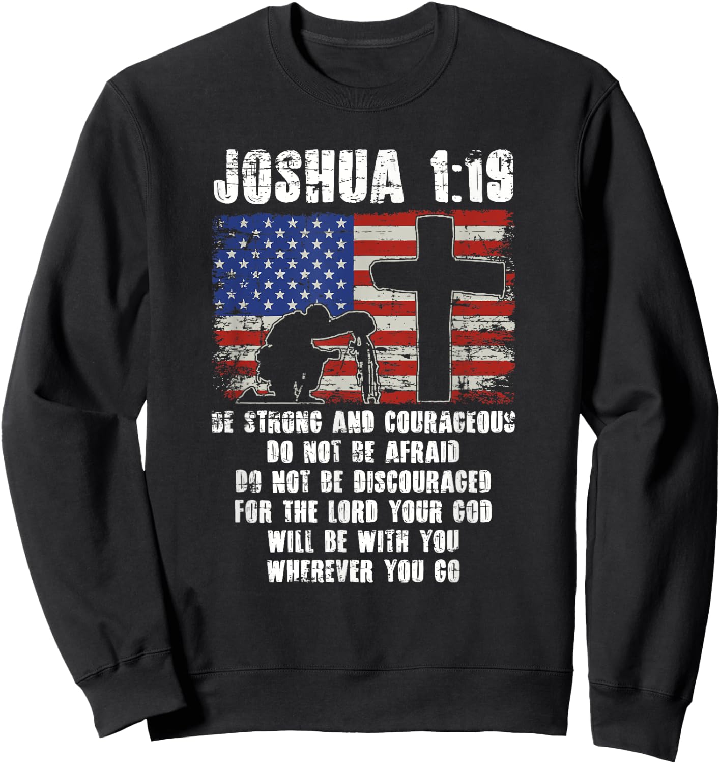 Holy Bible Verse Patriotic Christian Gift USA Flag Prayer Sweatshirt - Sweatshirt | Black