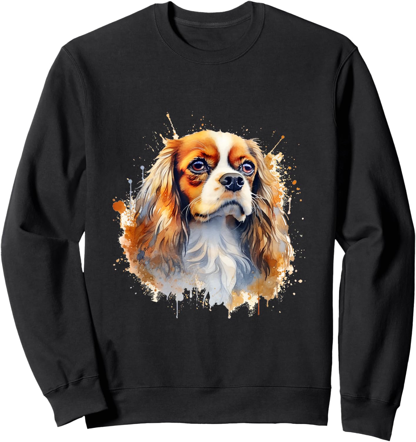 Cavalier King Charles Spaniel Watercolor Dog Sweatshirt - Sweatshirt | Black