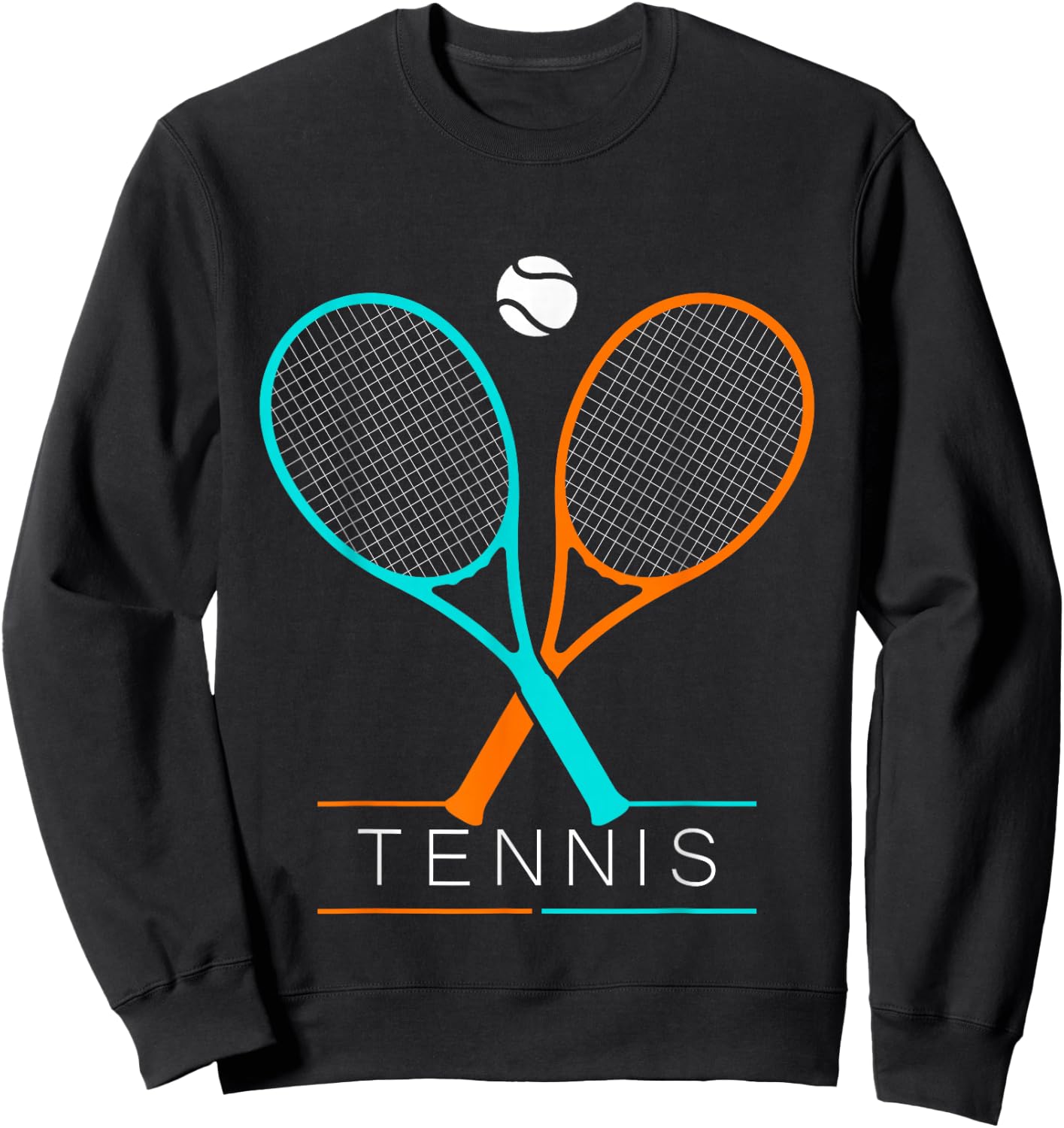 Tennis Women Men Children Tennis Racket & Ball Sweatshirt - Sweatshirt | Black