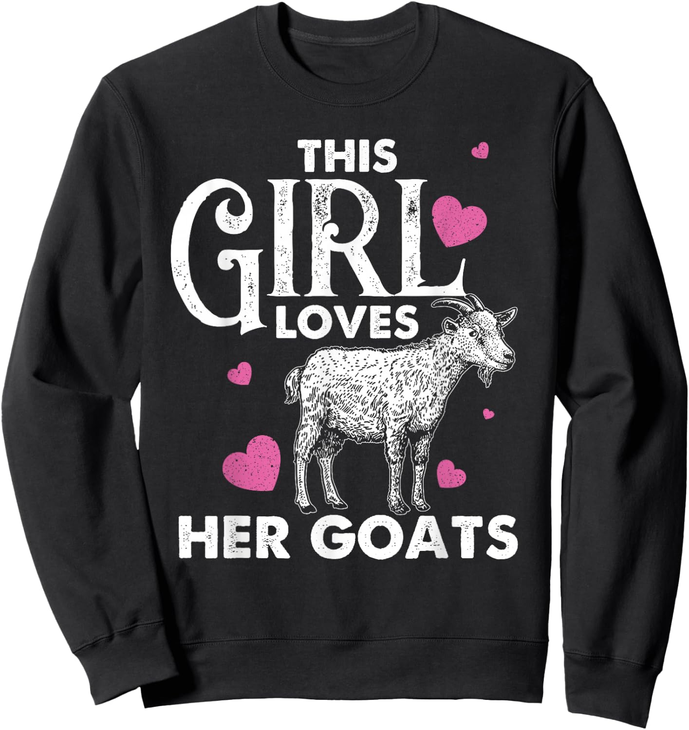 Cool Country Livestock Farm Kids Crazy Goat Lady Funny Goat Gift Girls Animal Farming Farmer Lovers Sweatshirt - Sweatshirt | Black