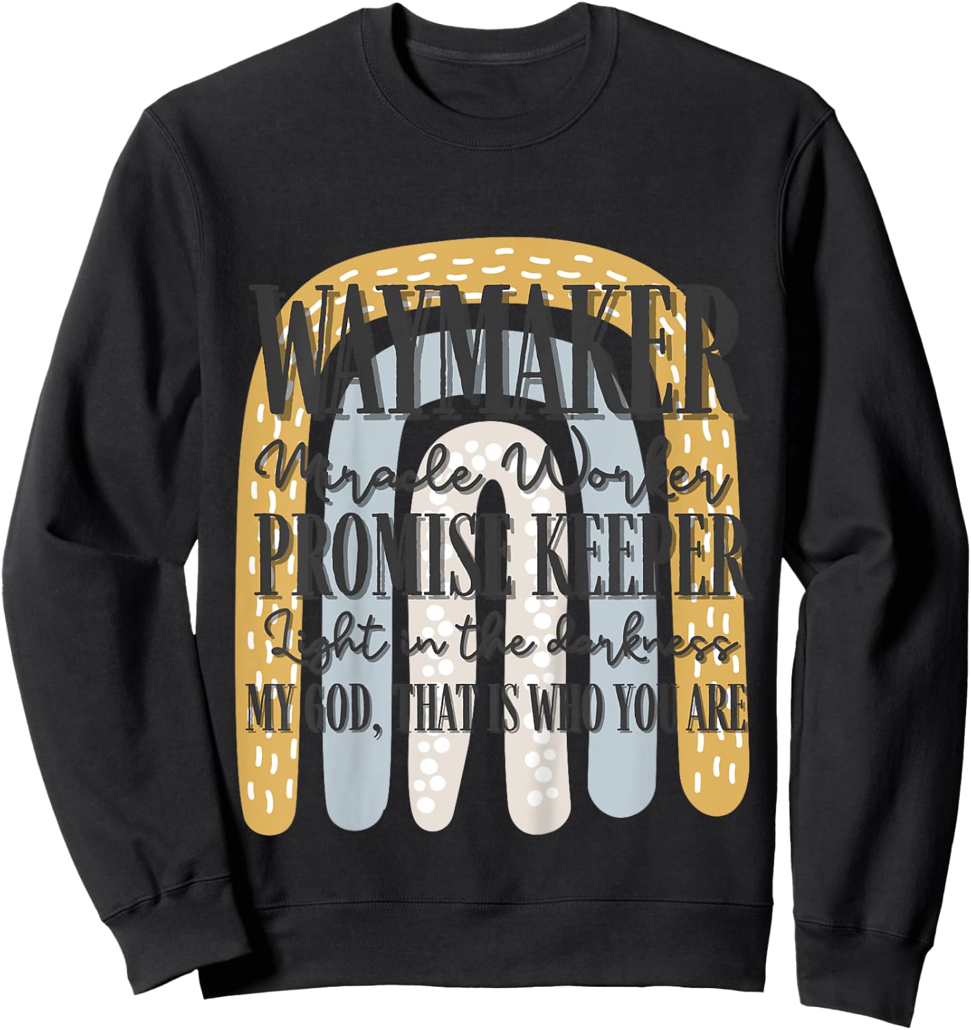 Kids Waymaker Miracle Worker Rainbow Christian Sweatshirt - Sweatshirt | Black