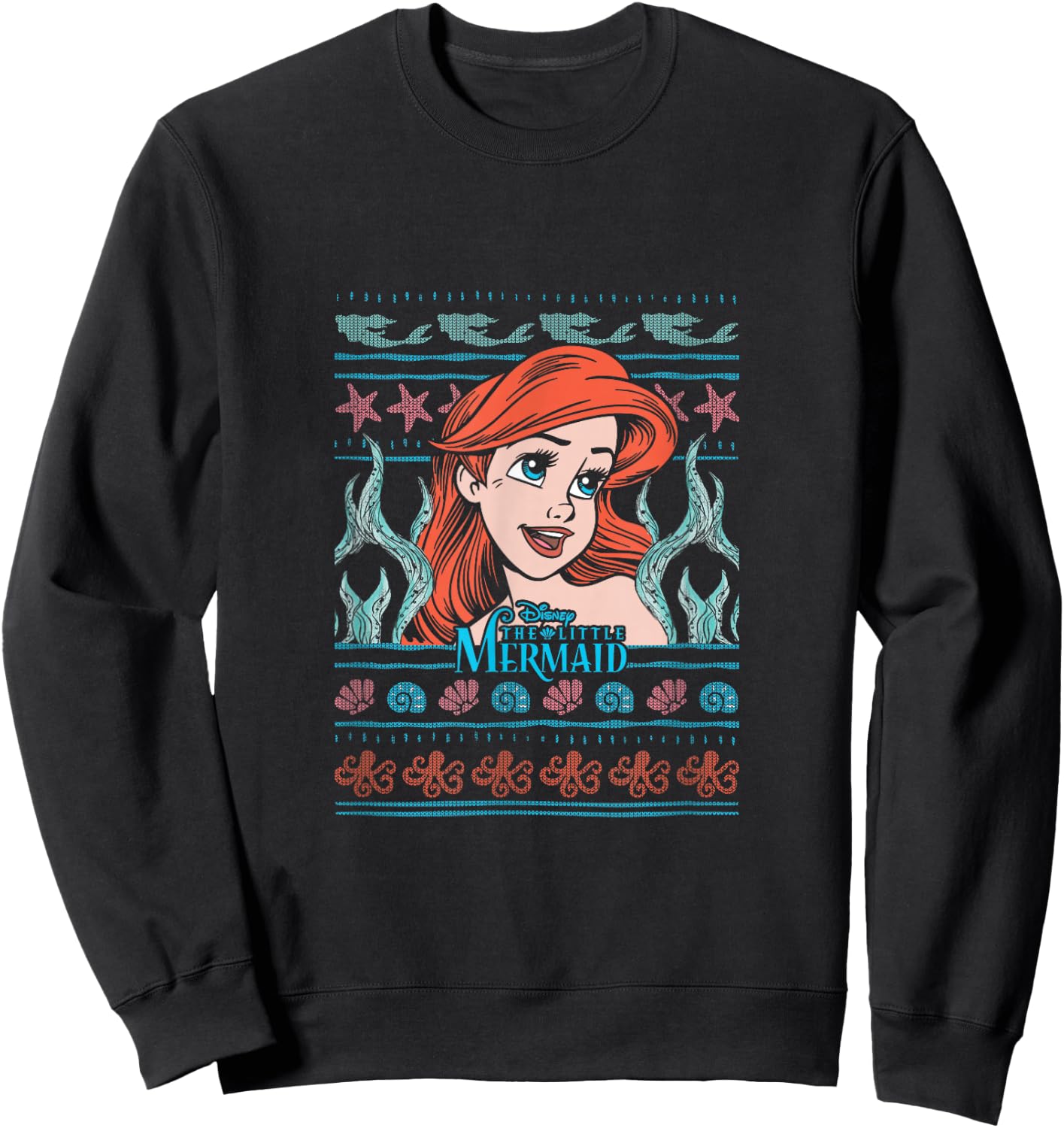 Disney Christmas The Little Mermaid Ariel Ugly Sweater Sweatshirt - Sweatshirt | Black