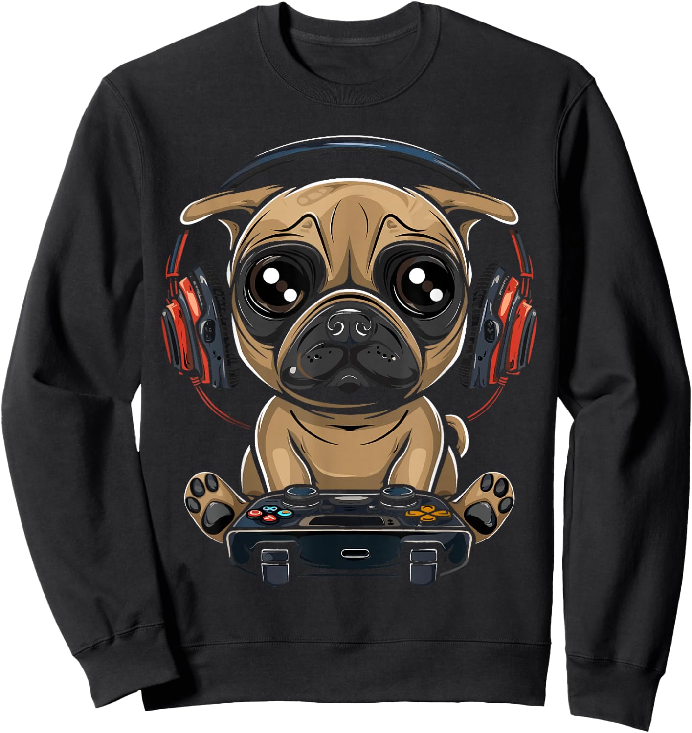 Gamer Pug Gaming Pugs Video Game Dog Lover For Boys Girls Sweatshirt - Sweatshirt | Black