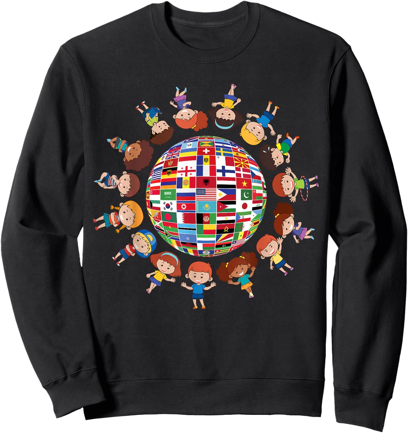 Flags Of The World Cultural Diversity Kids Around The Globe Sweatshirt - Sweatshirt | Black