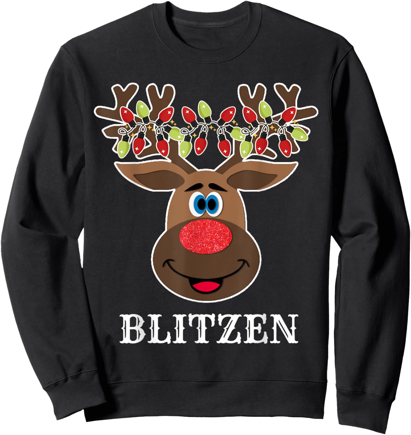 Santa Reindeer Blitzen Xmas Group Costume Sweatshirt - Sweatshirt | Black