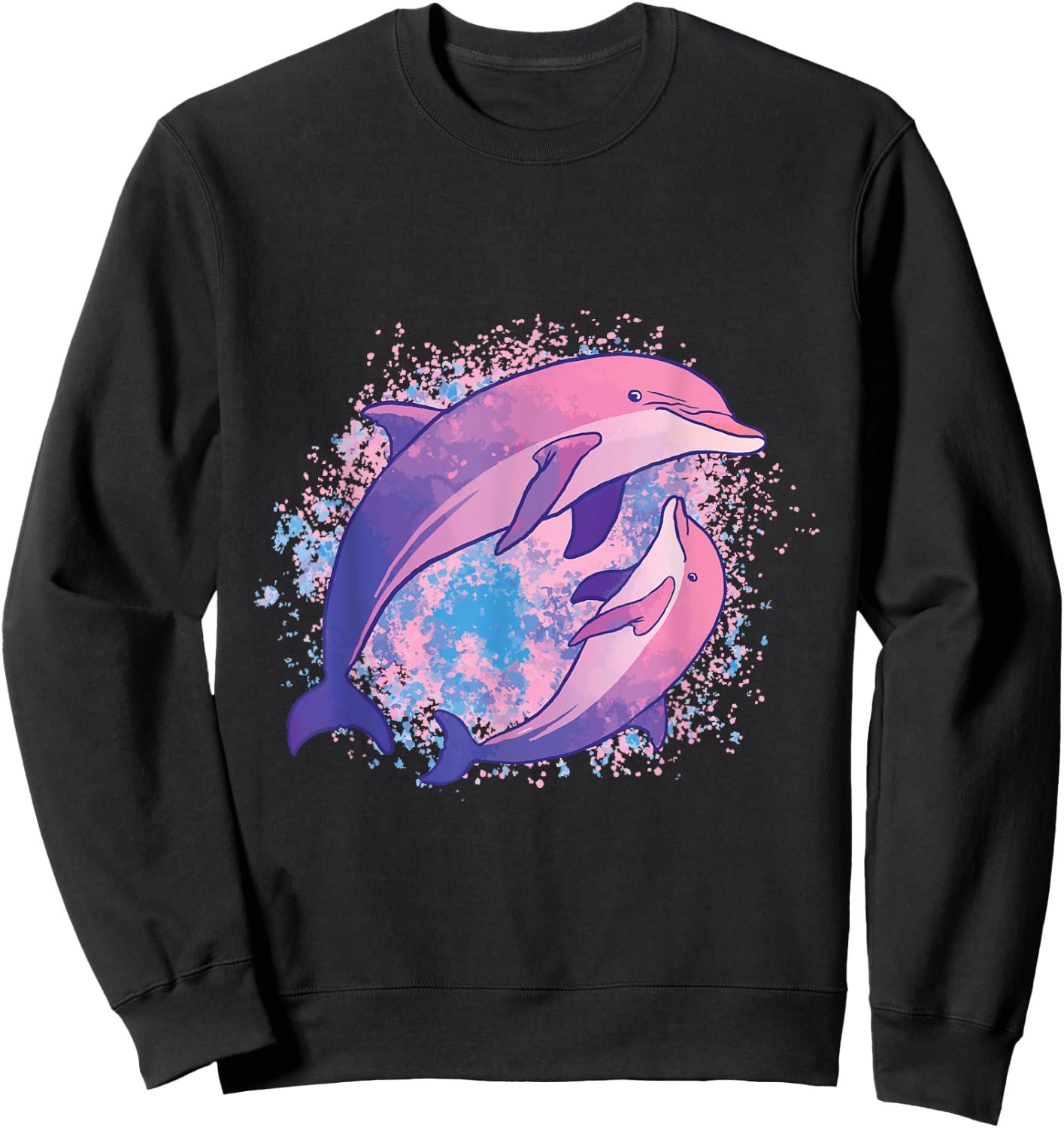 Cute Tie-dye Dolphin shirt Parent And Child Dolphins Sweatshirt - Sweatshirt | Black